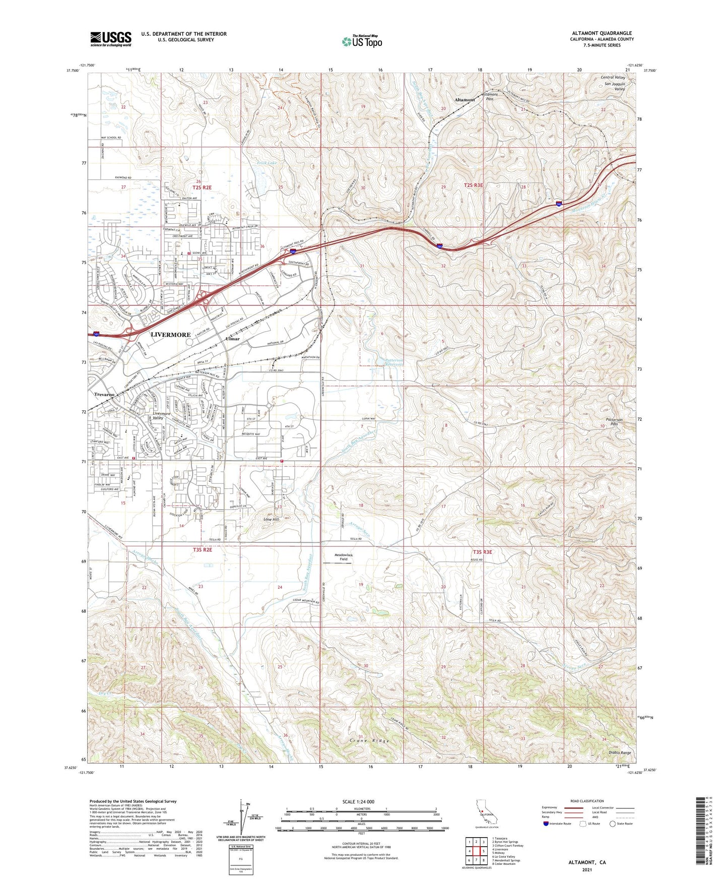 Altamont California US Topo Map Image