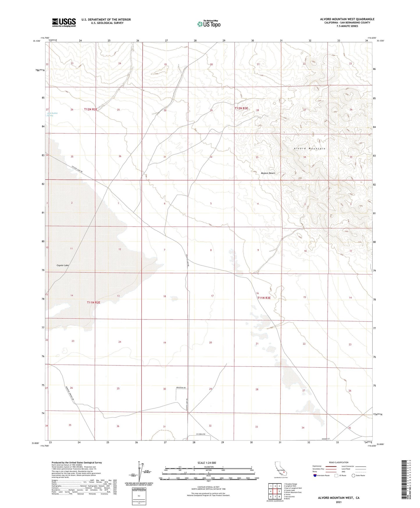 Alvord Mountain West California US Topo Map Image