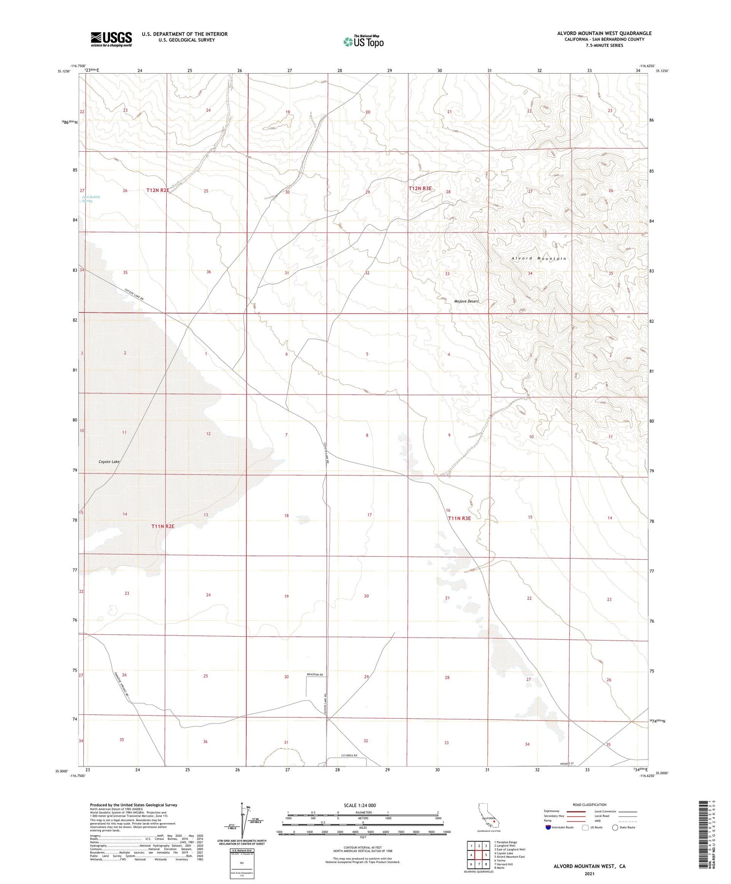 Alvord Mountain West California US Topo Map Image