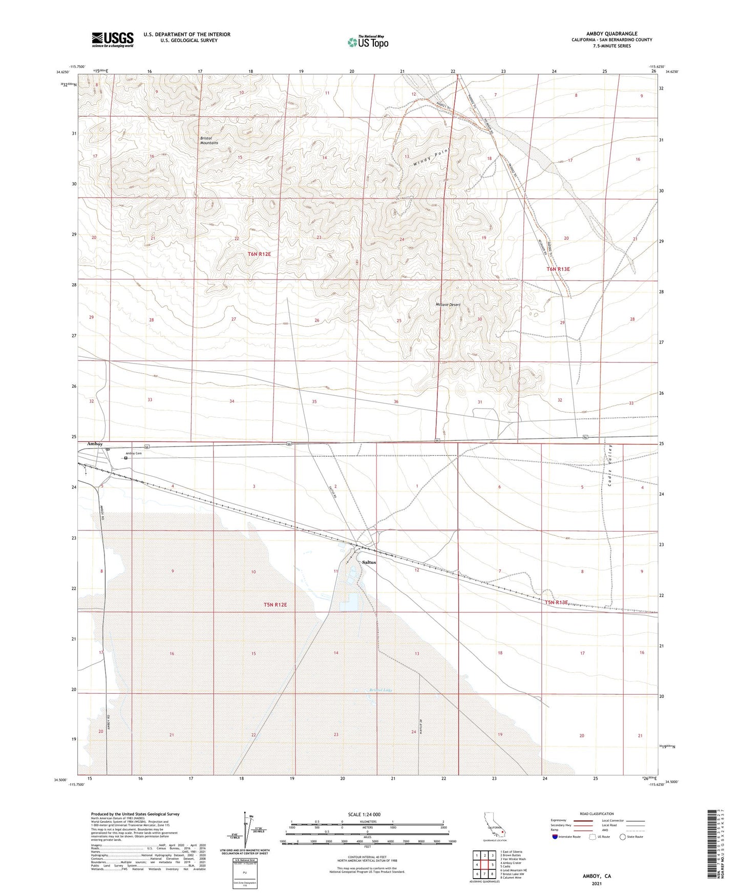 Amboy California US Topo Map Image