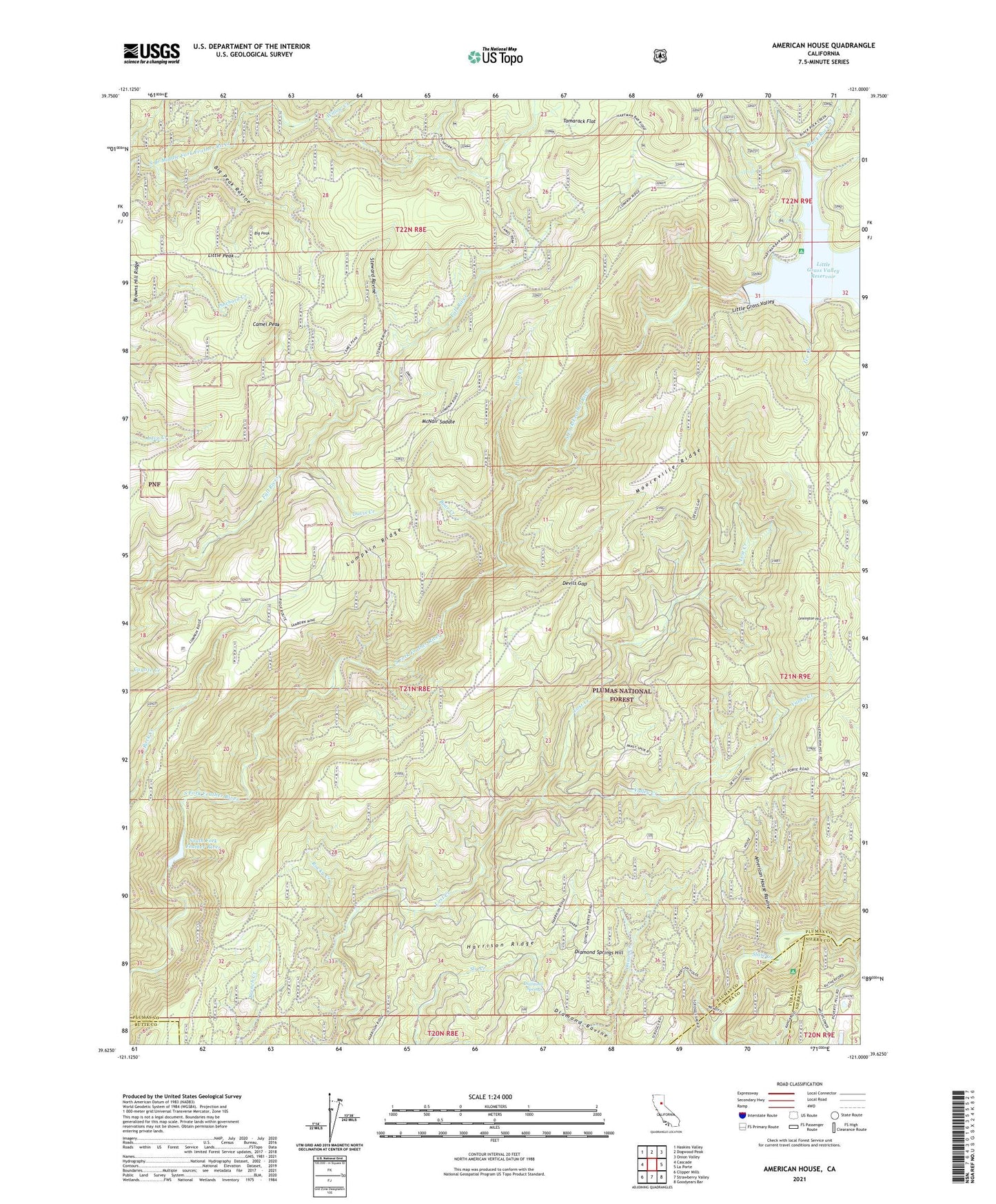 American House California US Topo Map Image