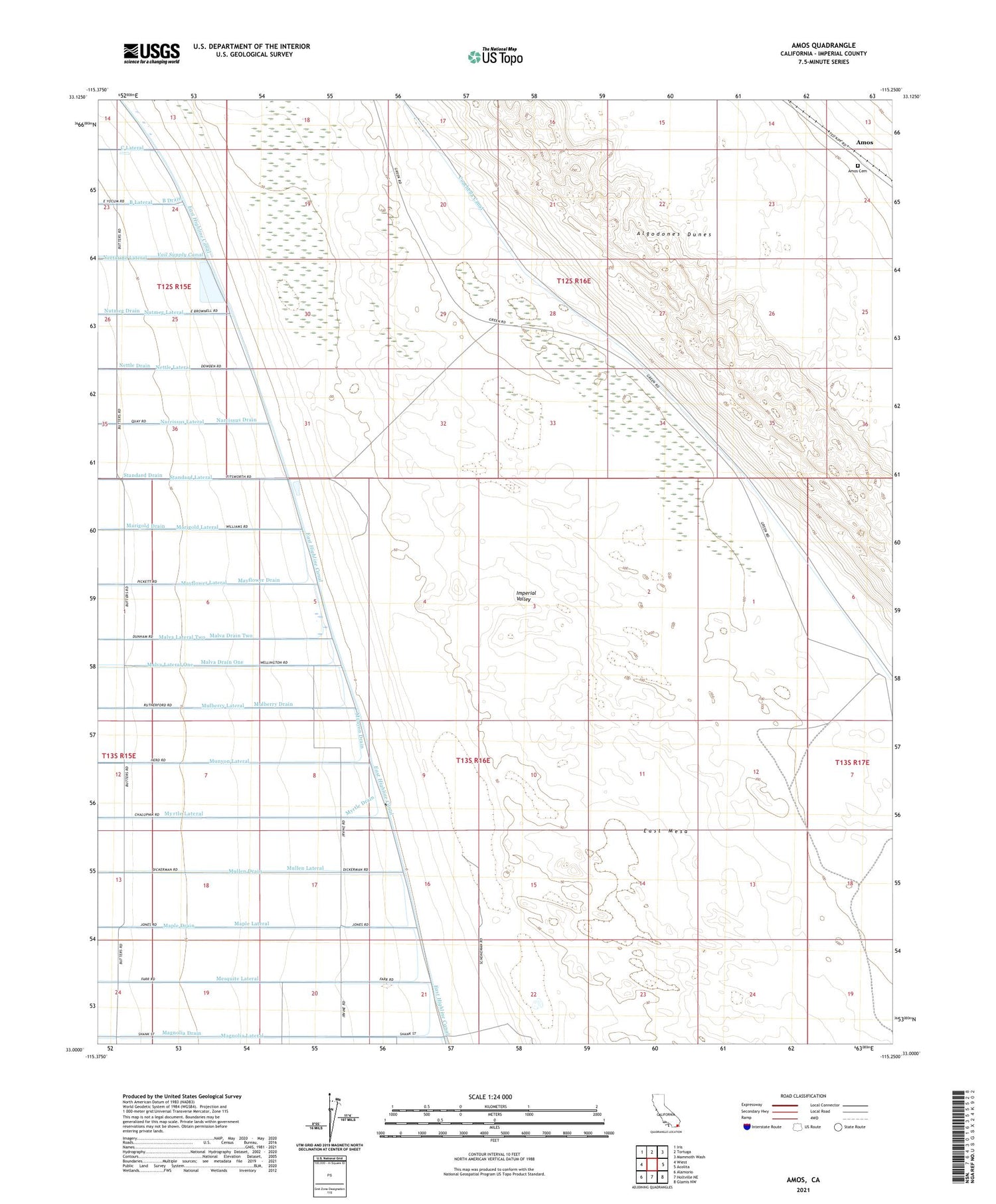 Amos California US Topo Map Image