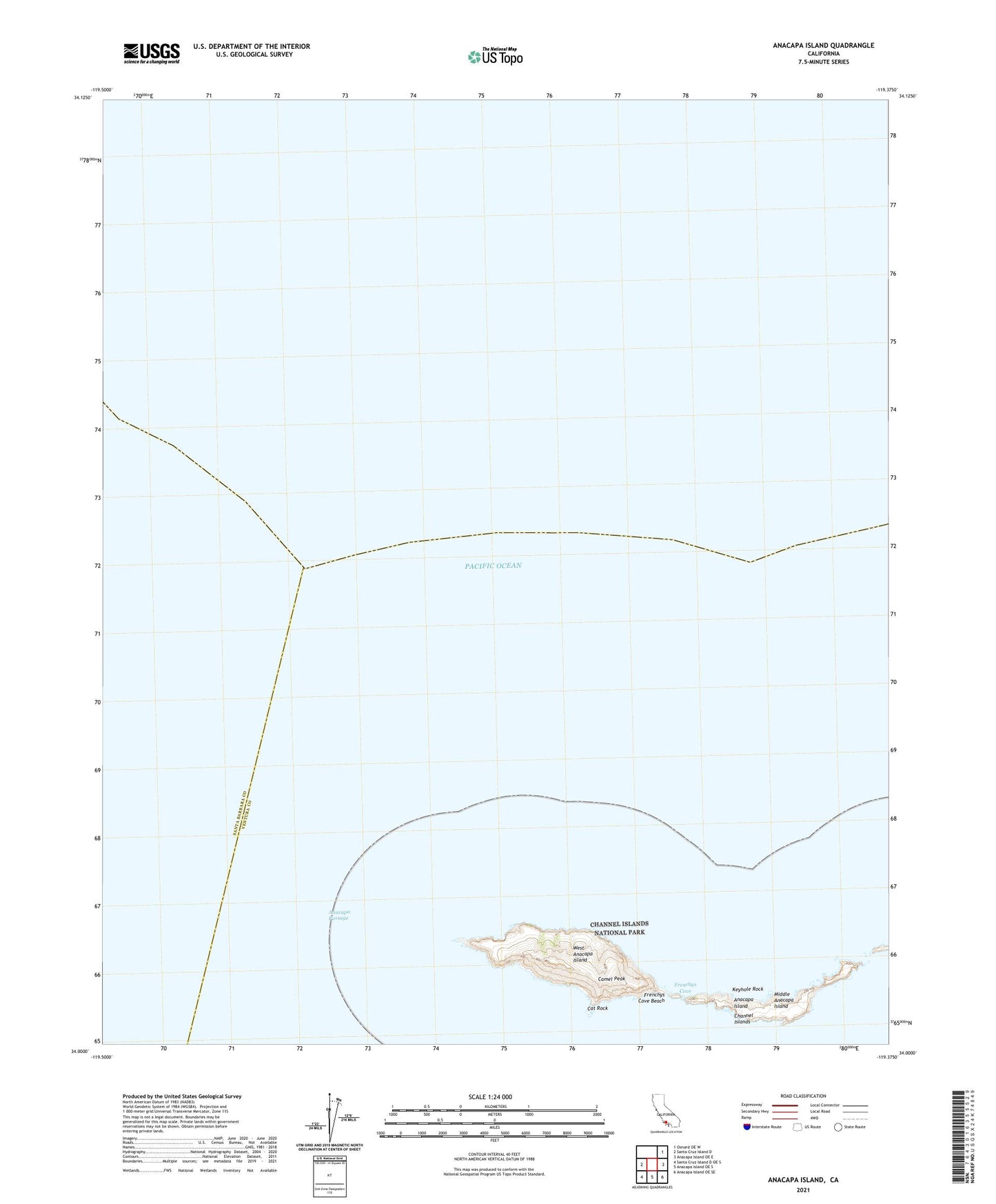 Anacapa Island California US Topo Map Image
