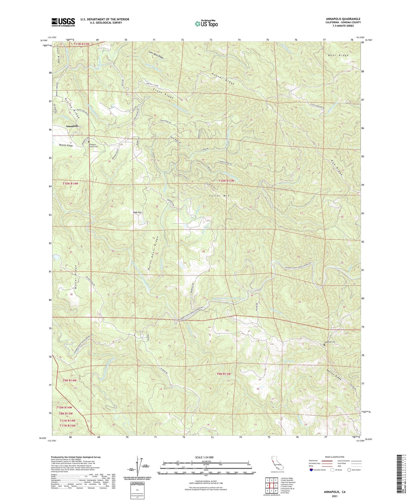 Annapolis California US Topo Map Image