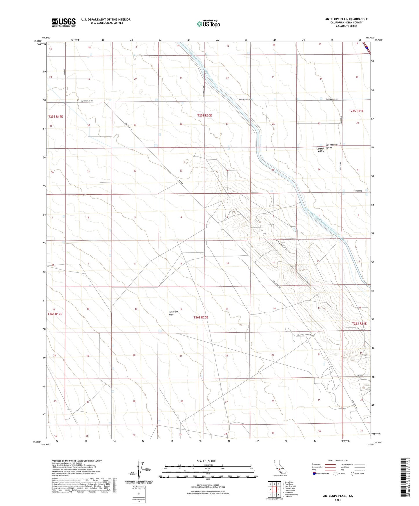 Antelope Plain California US Topo Map Image