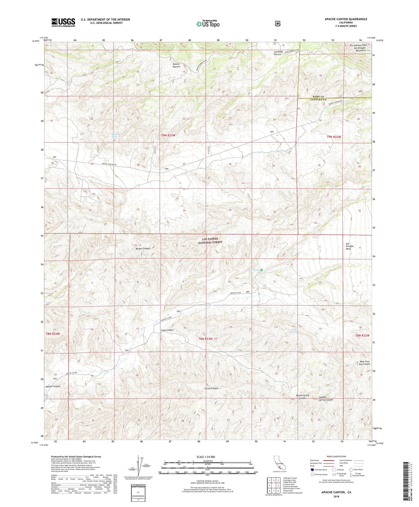 Apache Canyon California US Topo Map Image
