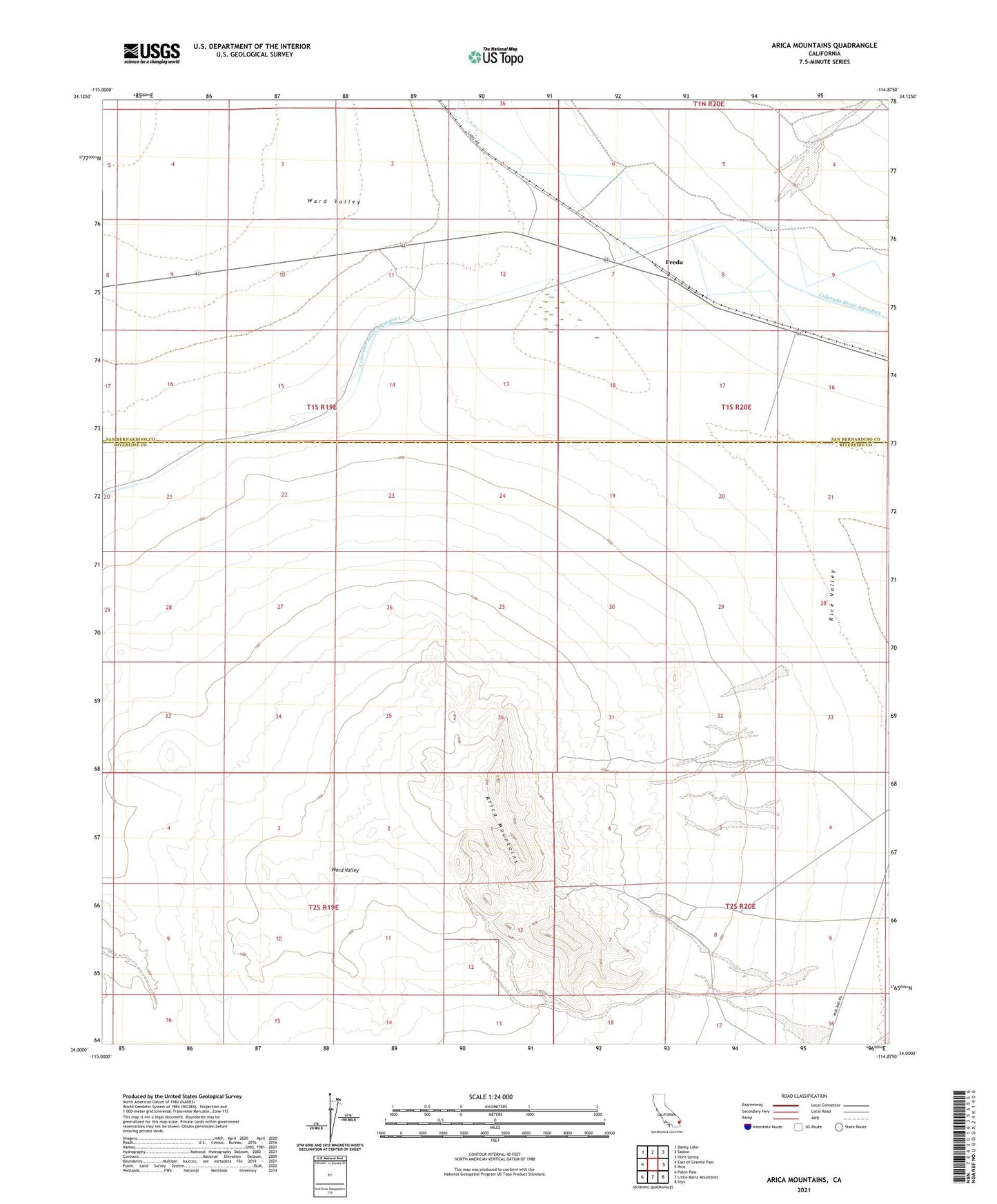 Arica Mountains California US Topo Map Image