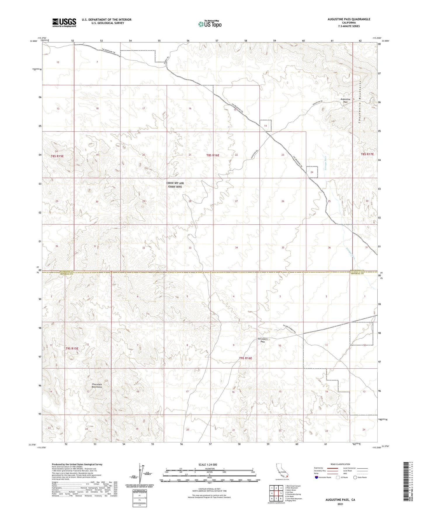 Augustine Pass California US Topo Map Image