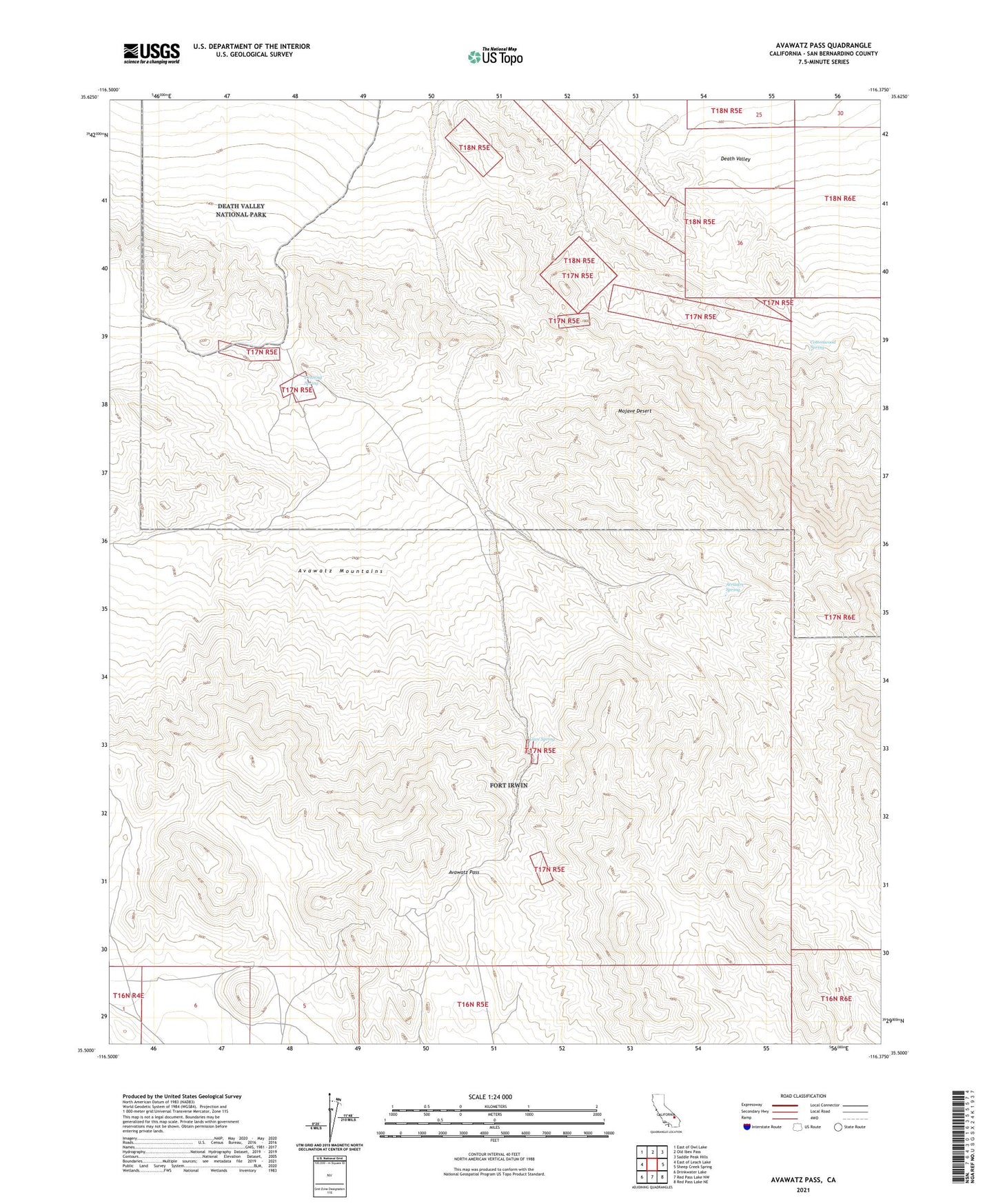 Avawatz Pass California US Topo Map Image