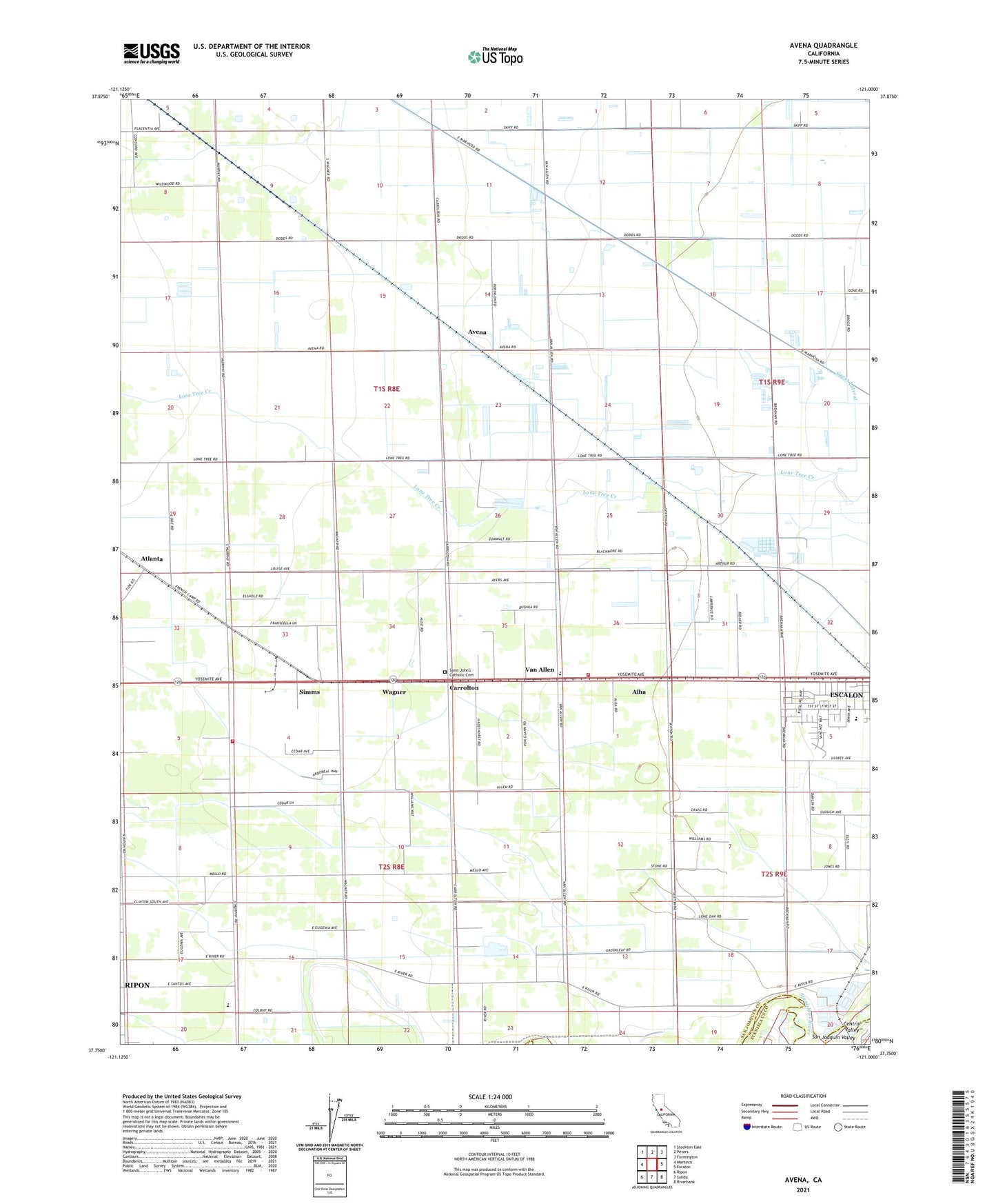 Avena California US Topo Map Image