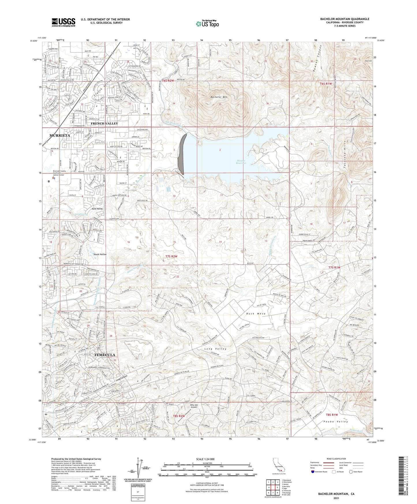 Bachelor Mountain California US Topo Map Image