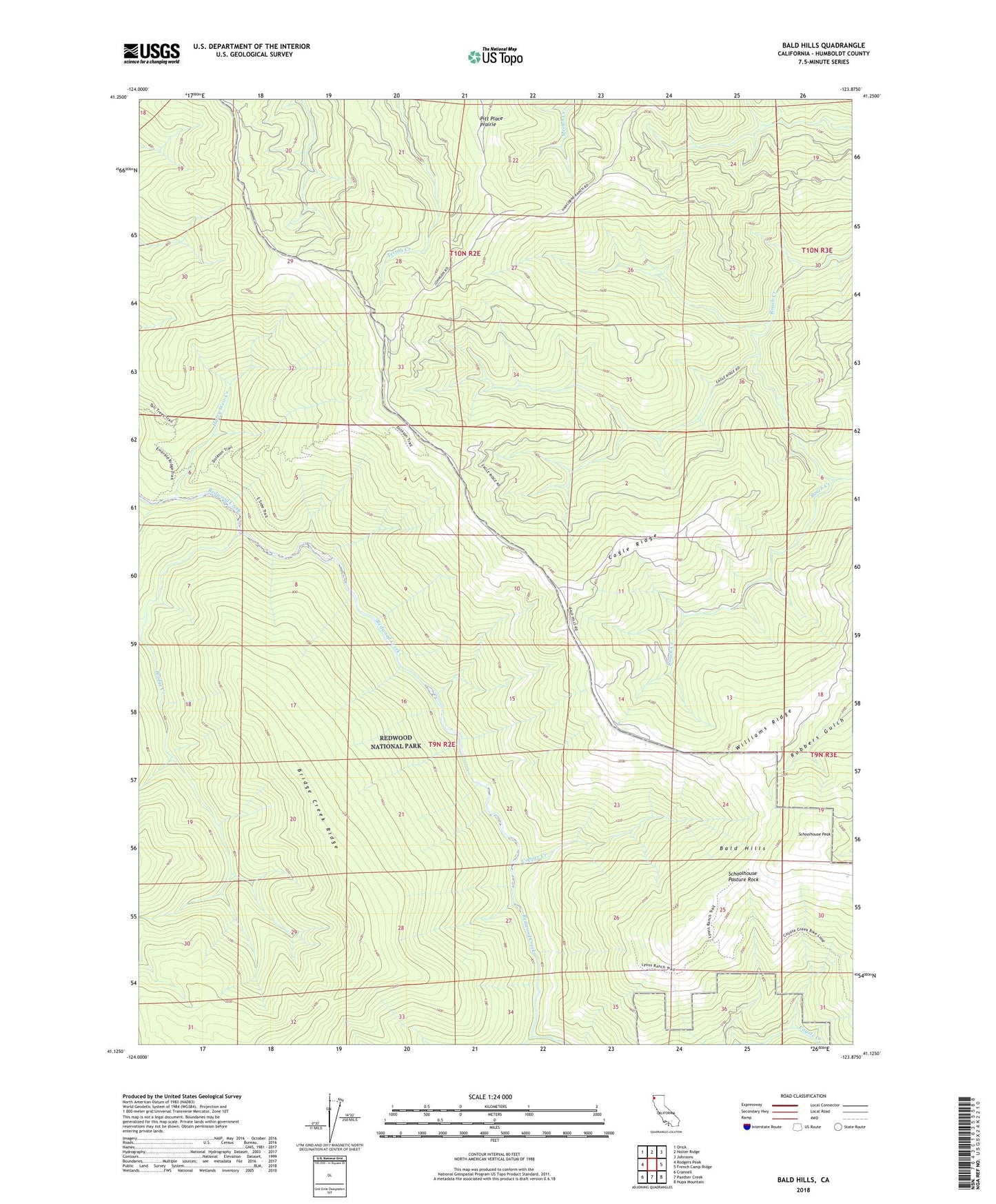 Bald Hills California US Topo Map Image