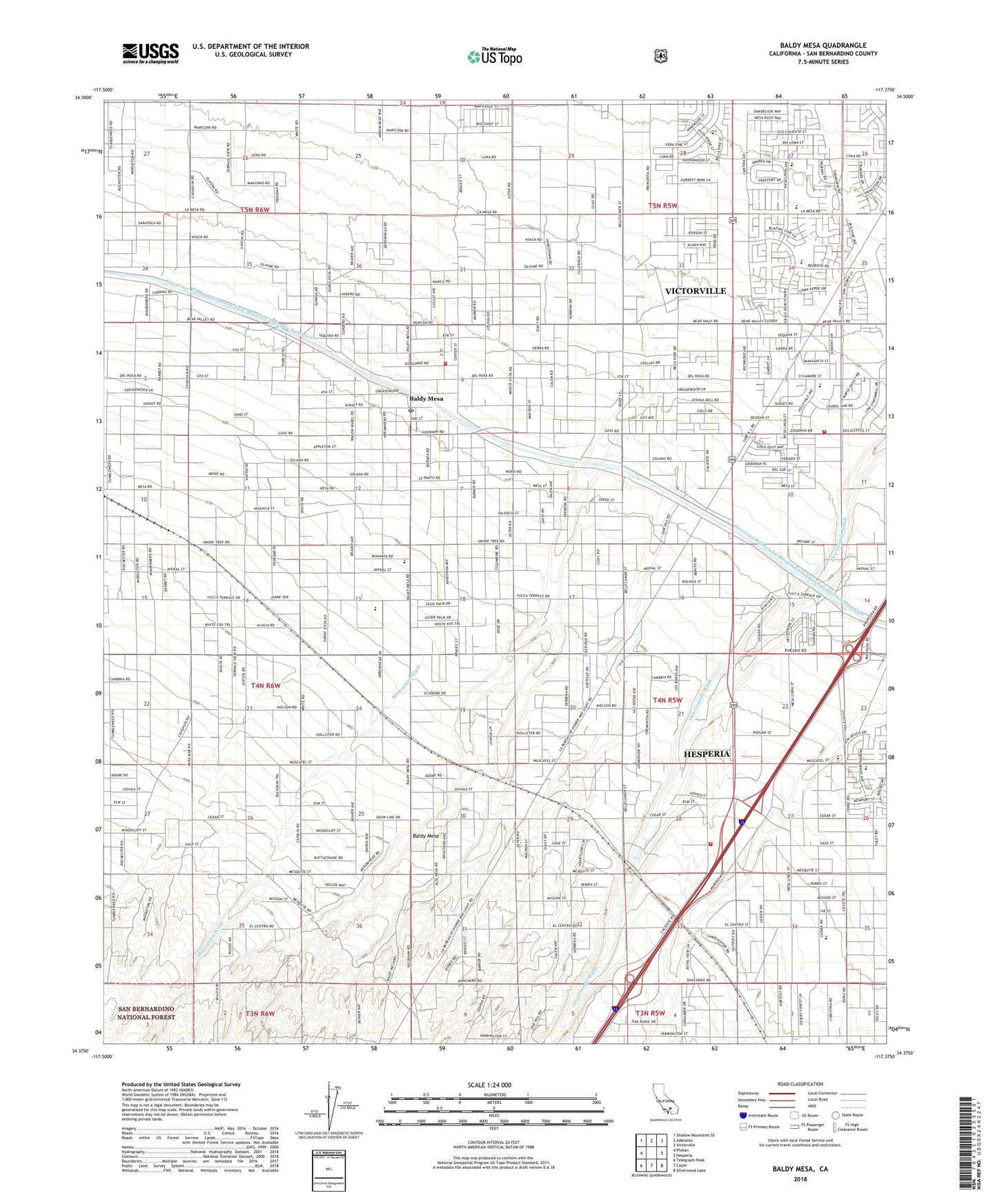 Baldy Mesa California US Topo Map Image