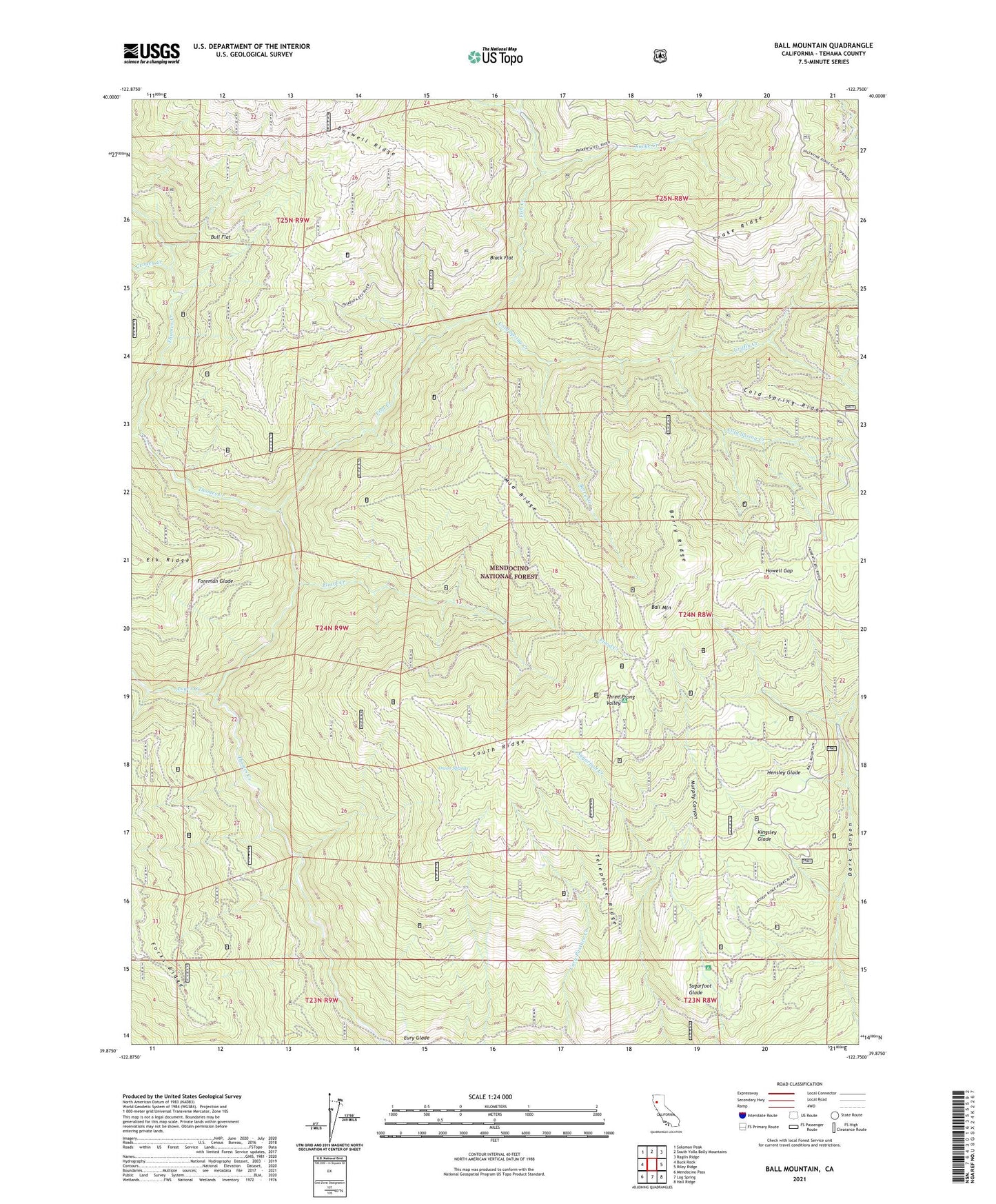 Ball Mountain California US Topo Map Image