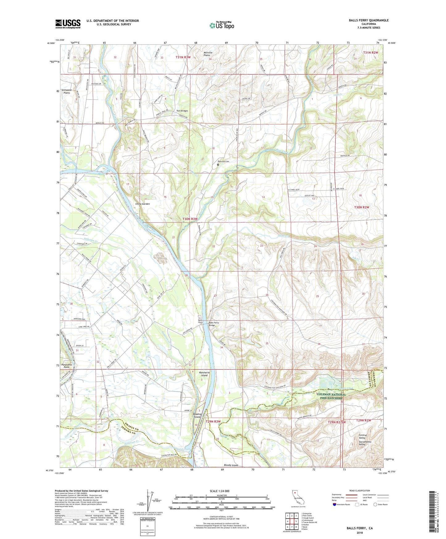Balls Ferry California US Topo Map Image