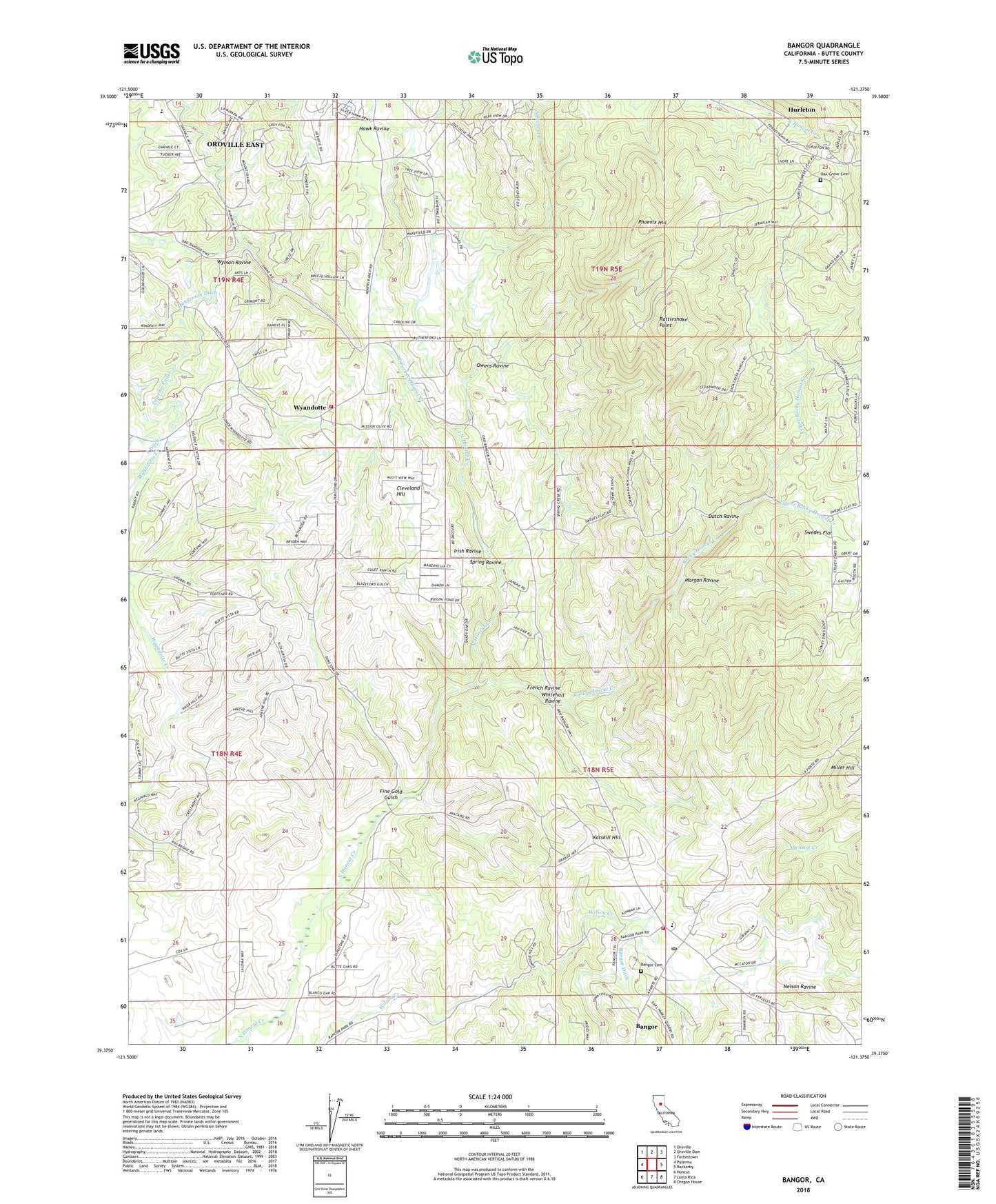 Bangor California US Topo Map Image