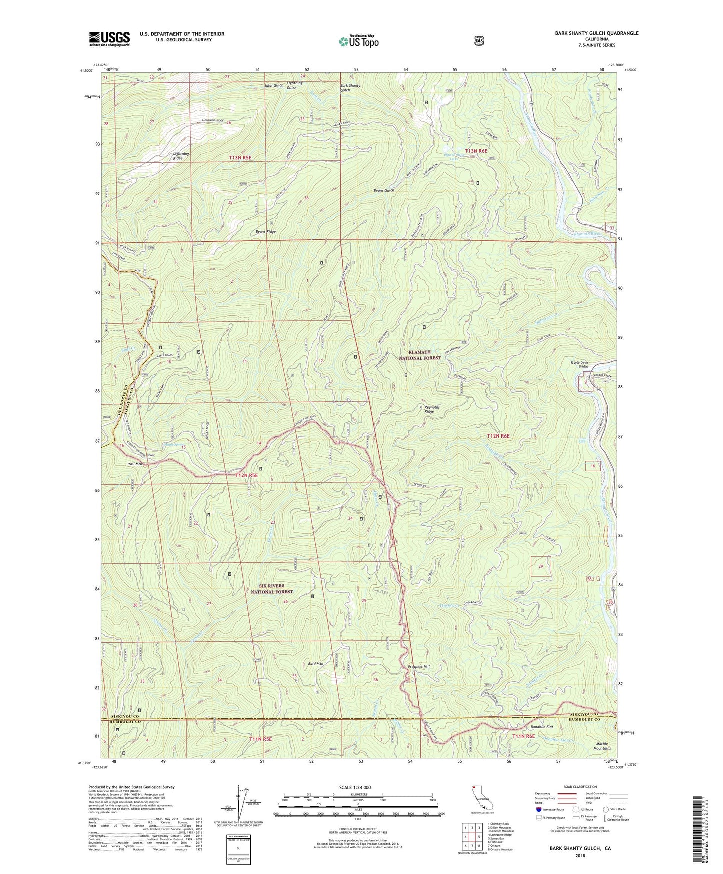 Bark Shanty Gulch California US Topo Map Image