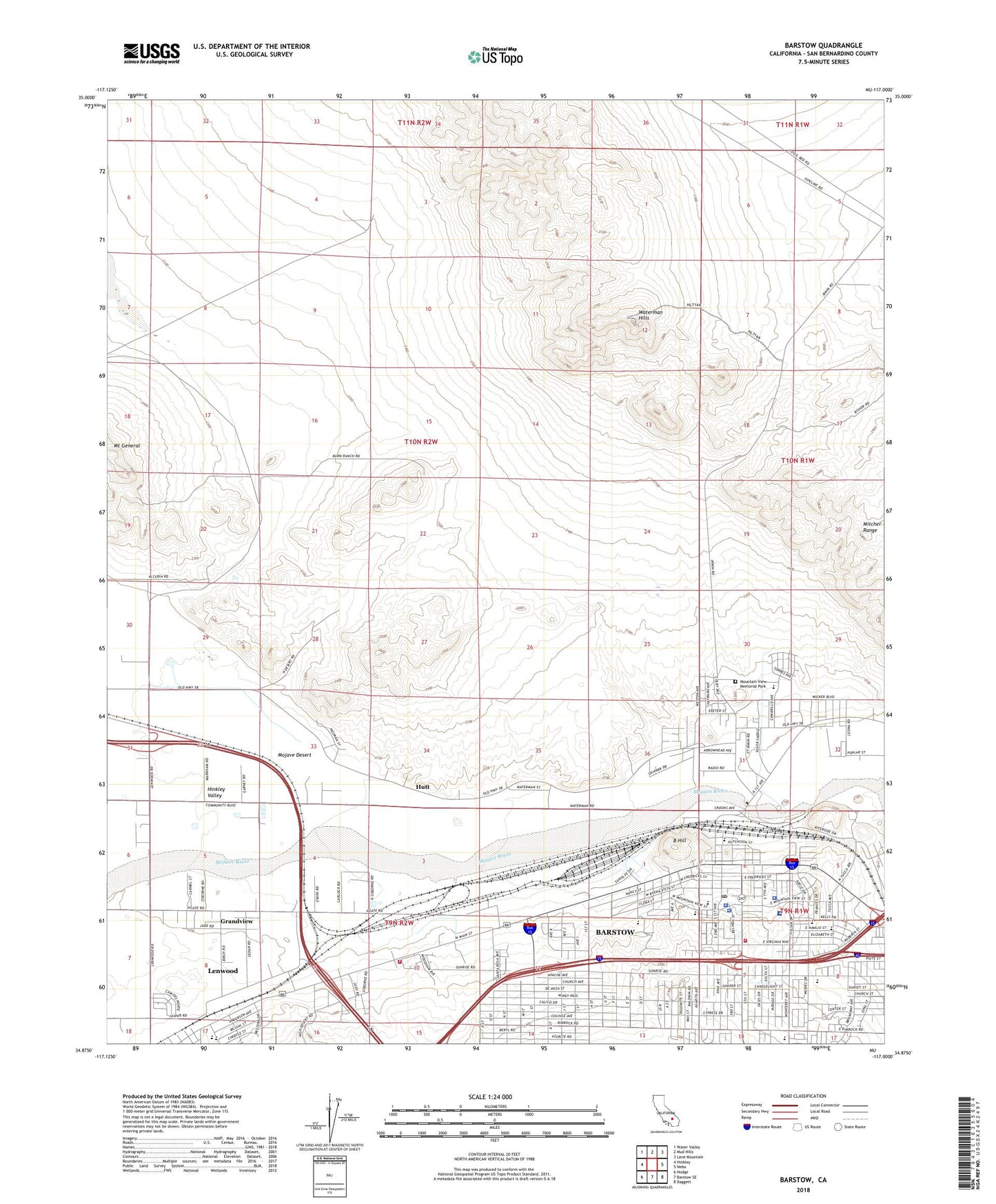 Barstow California US Topo Map Image
