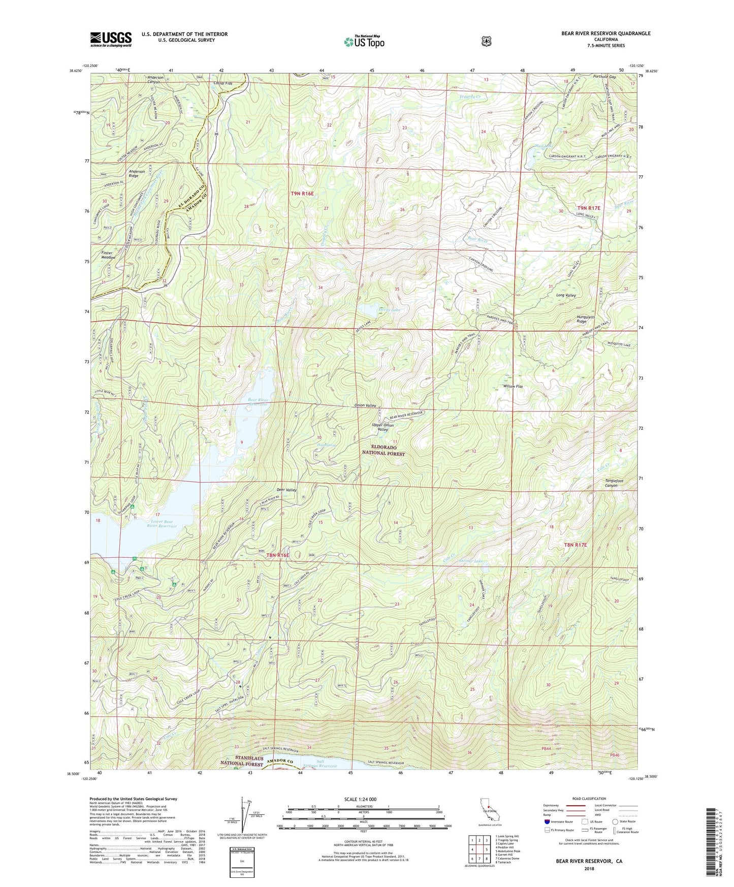 Bear River Reservoir California US Topo Map Image