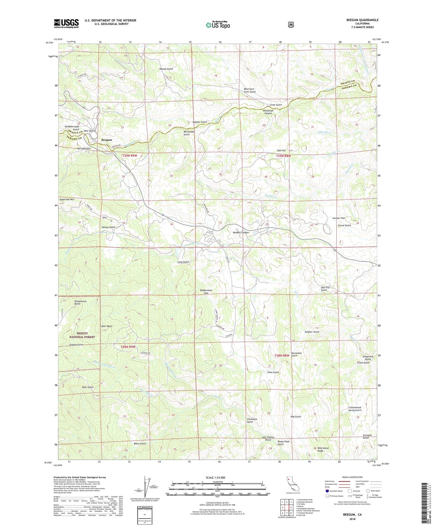 Beegum California US Topo Map Image