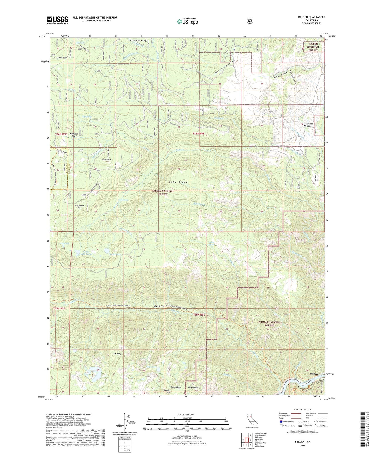 Belden California US Topo Map Image