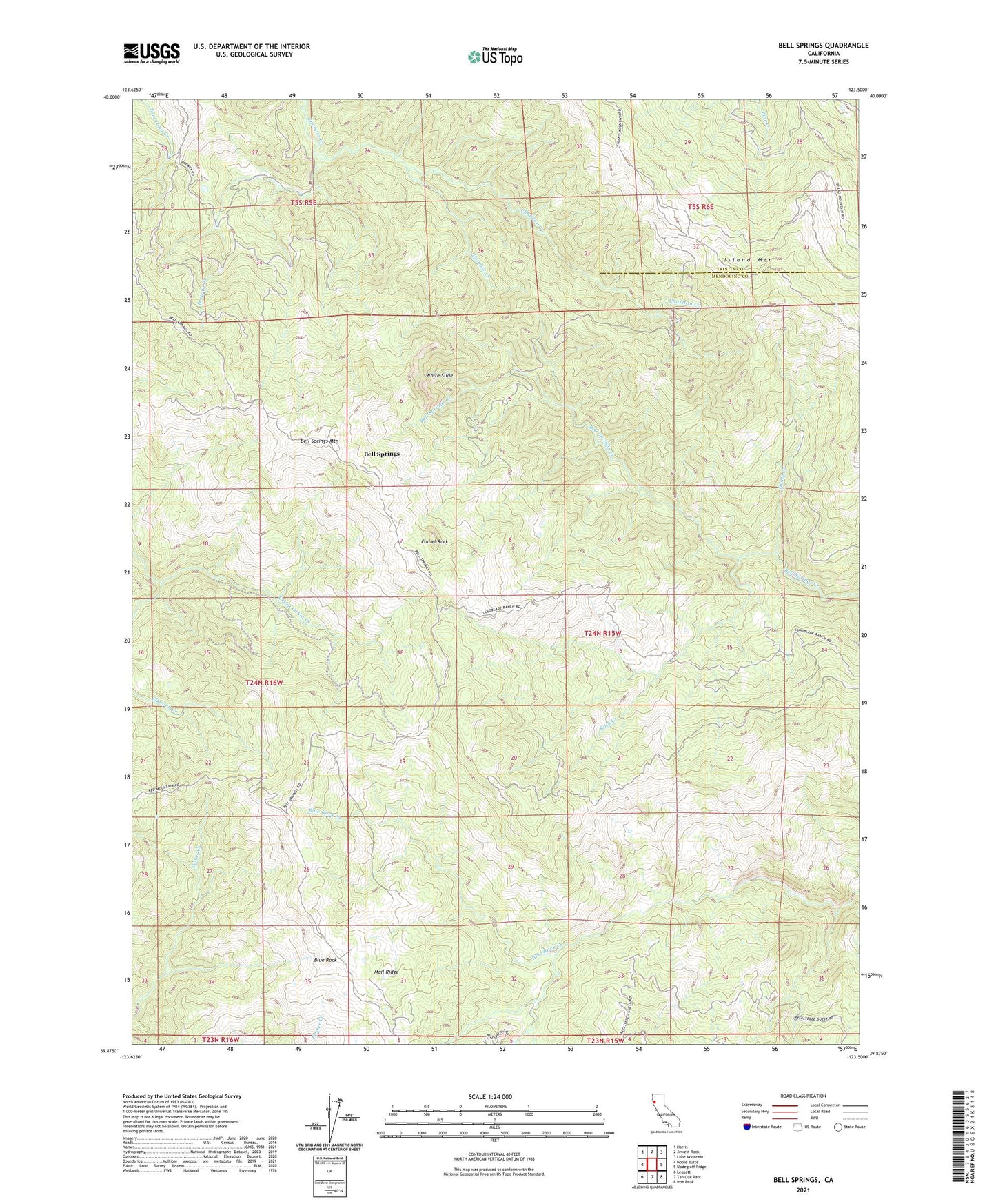 Bell Springs California US Topo Map Image