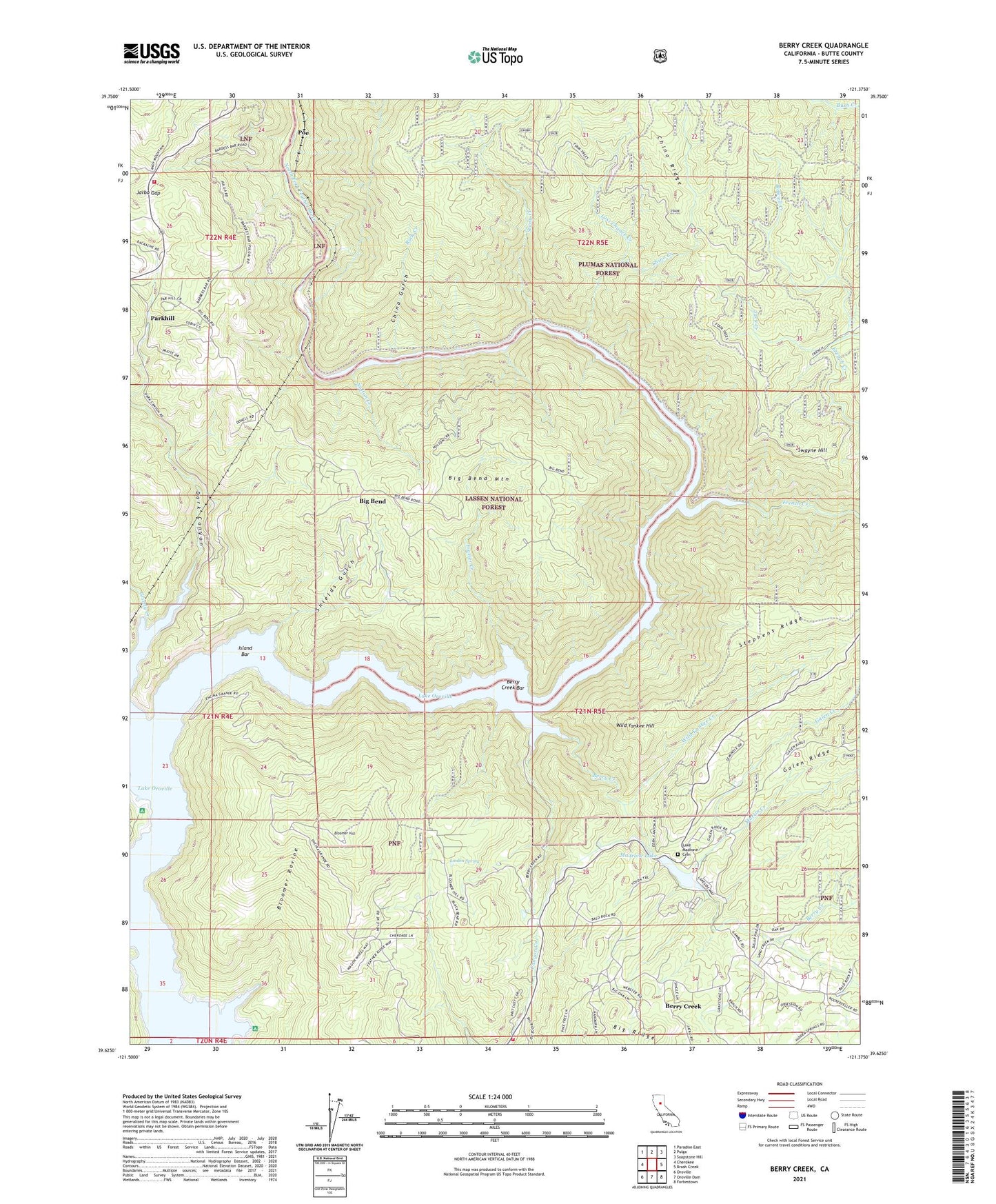 Berry Creek California US Topo Map Image