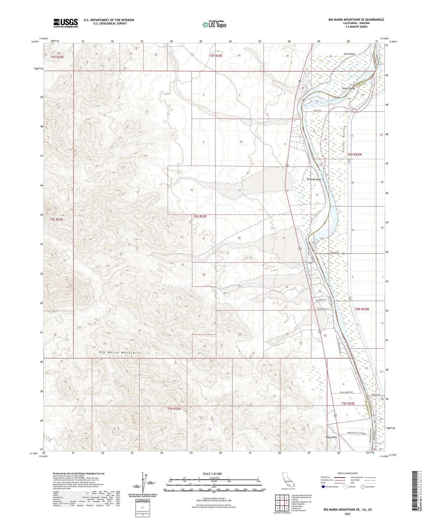 Big Maria Mountains SE California US Topo Map Image