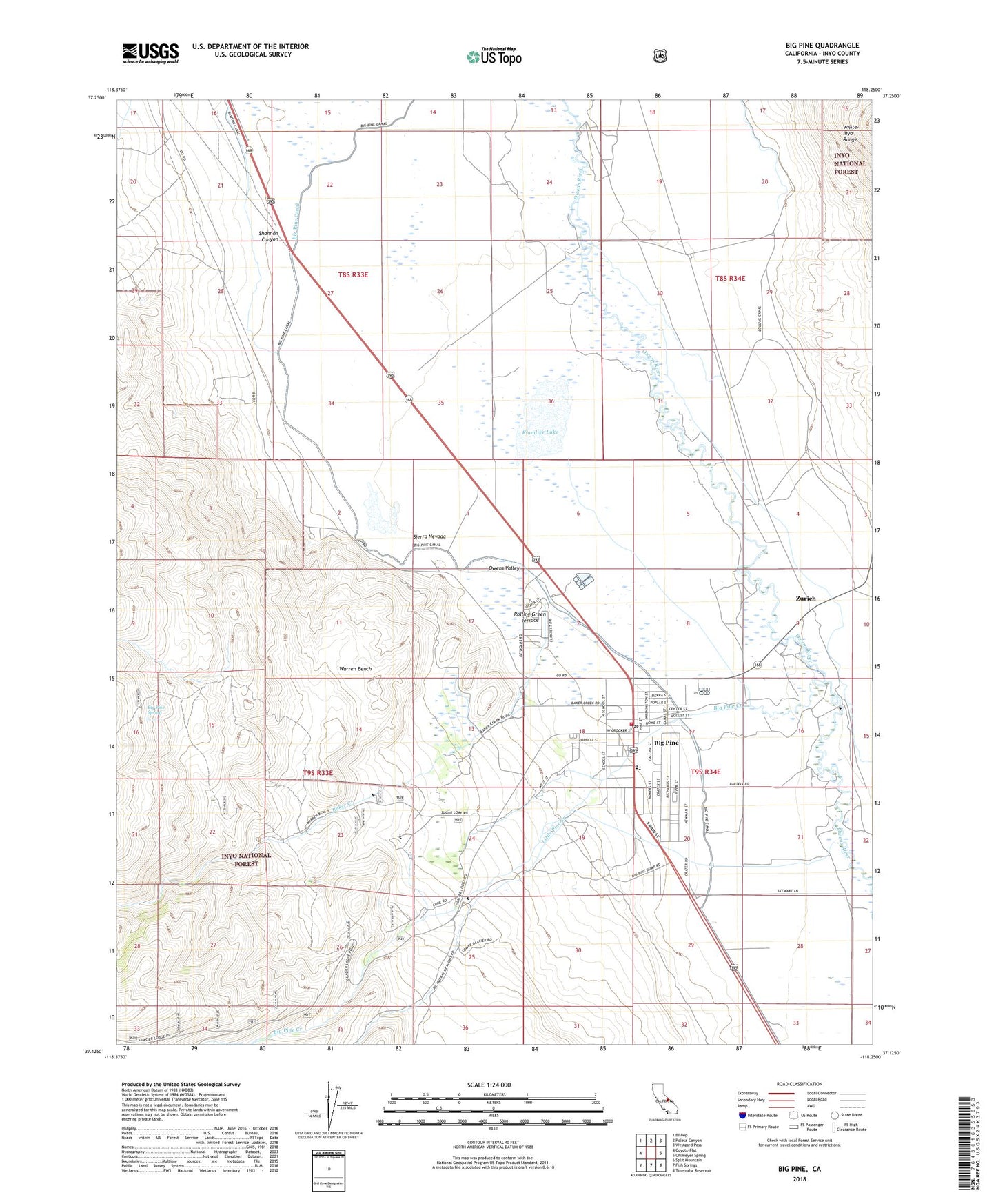 Big Pine California US Topo Map Image