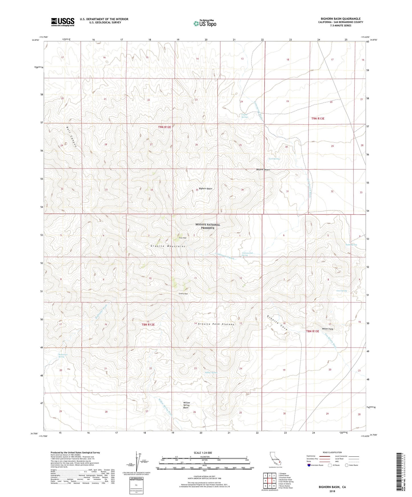 Bighorn Basin California US Topo Map Image