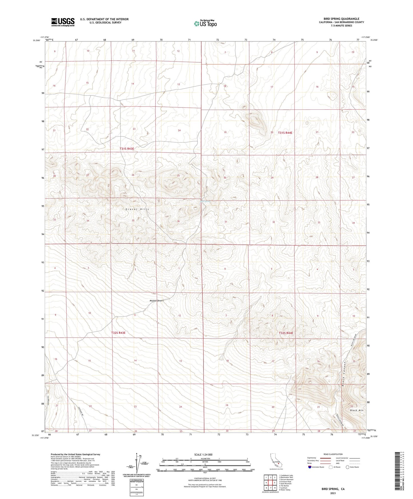Bird Spring California US Topo Map Image