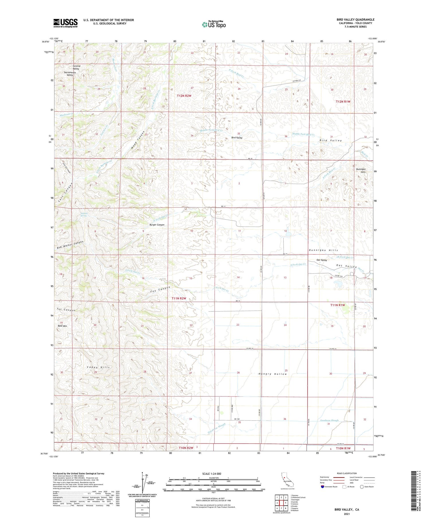 Bird Valley California US Topo Map Image