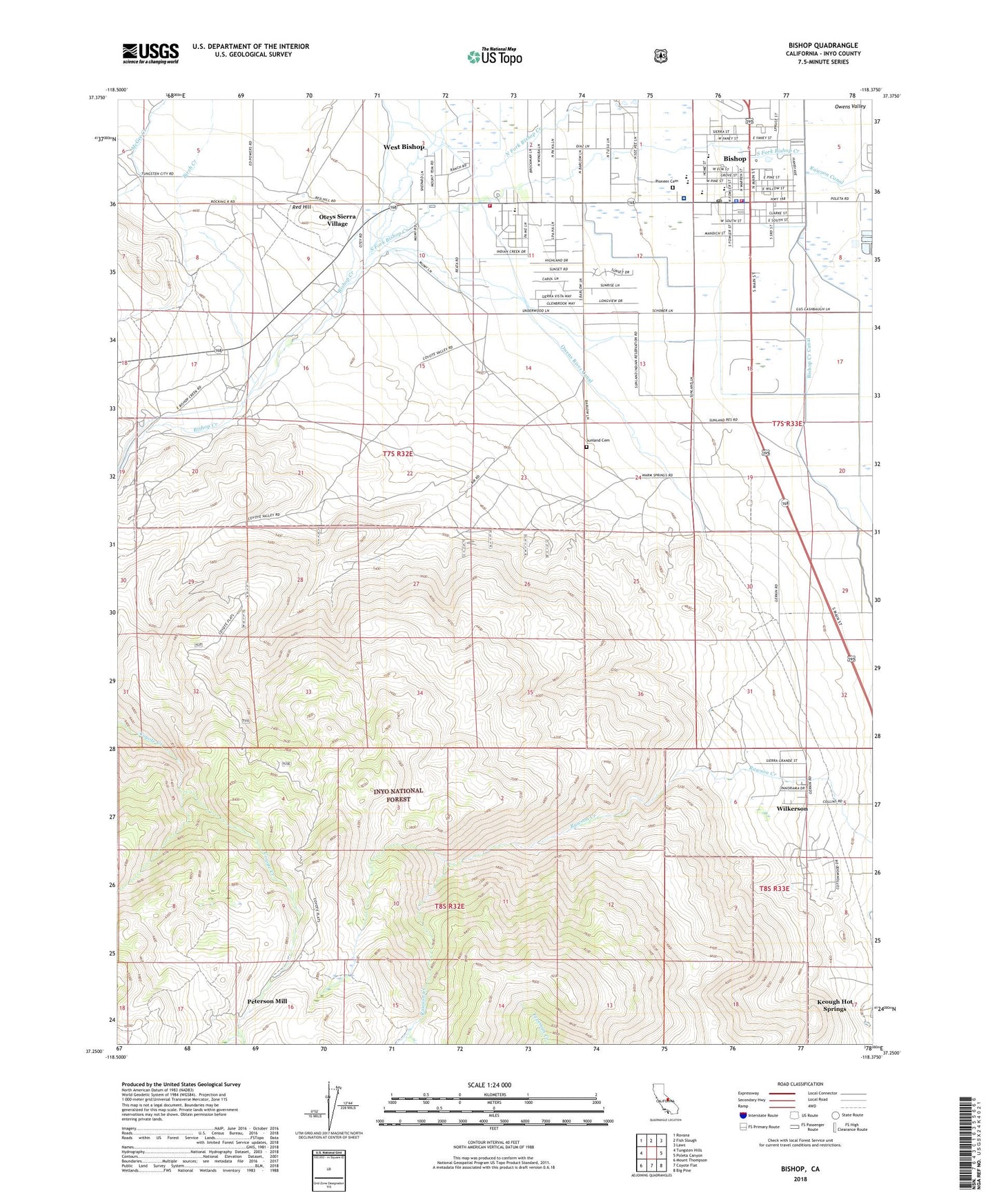 Bishop California US Topo Map Image