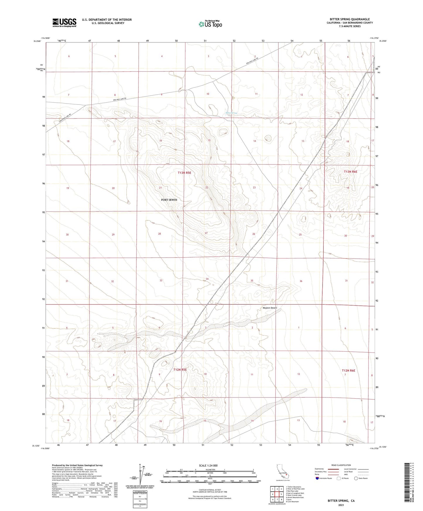 Bitter Spring California US Topo Map Image