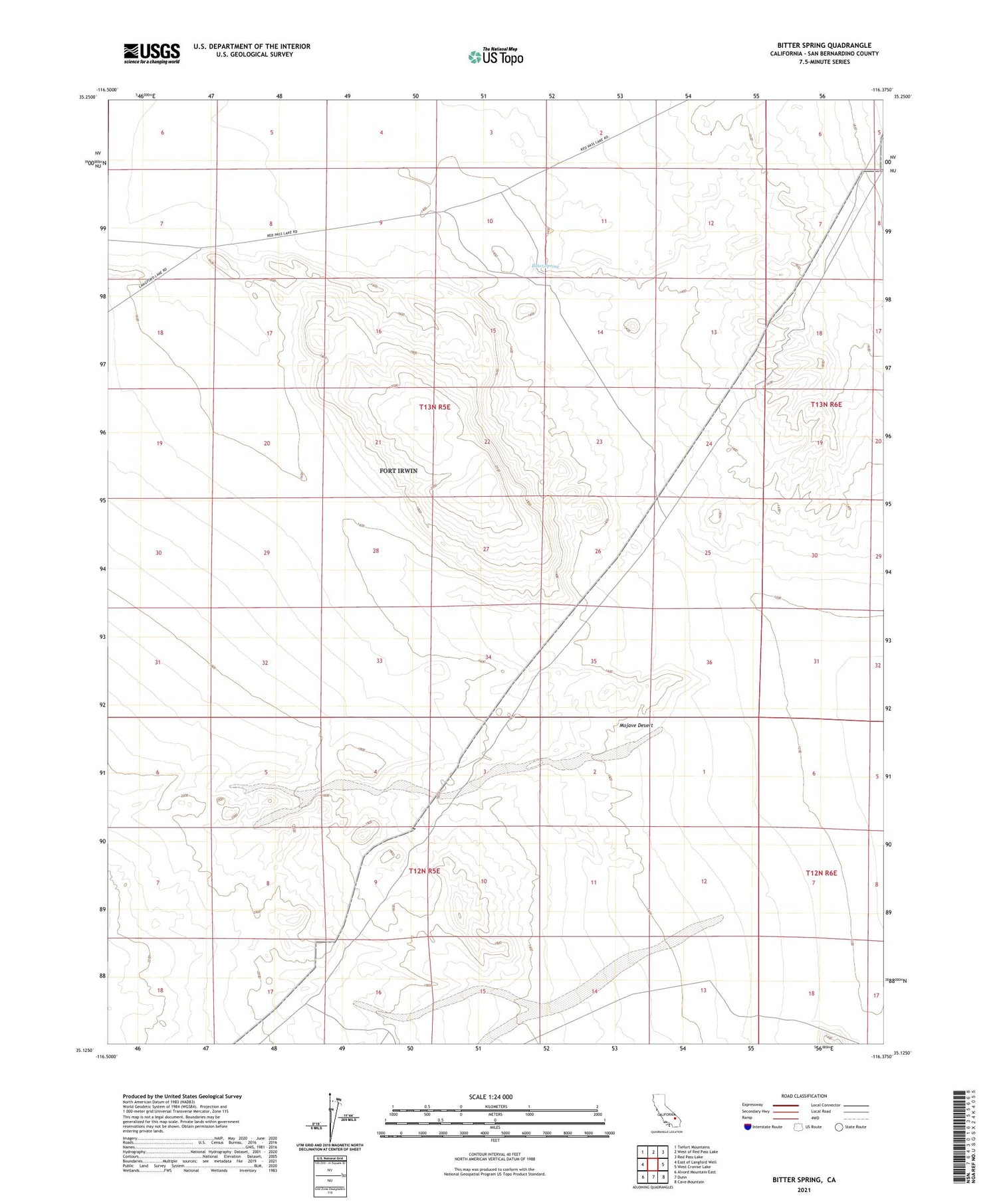 Bitter Spring California US Topo Map Image