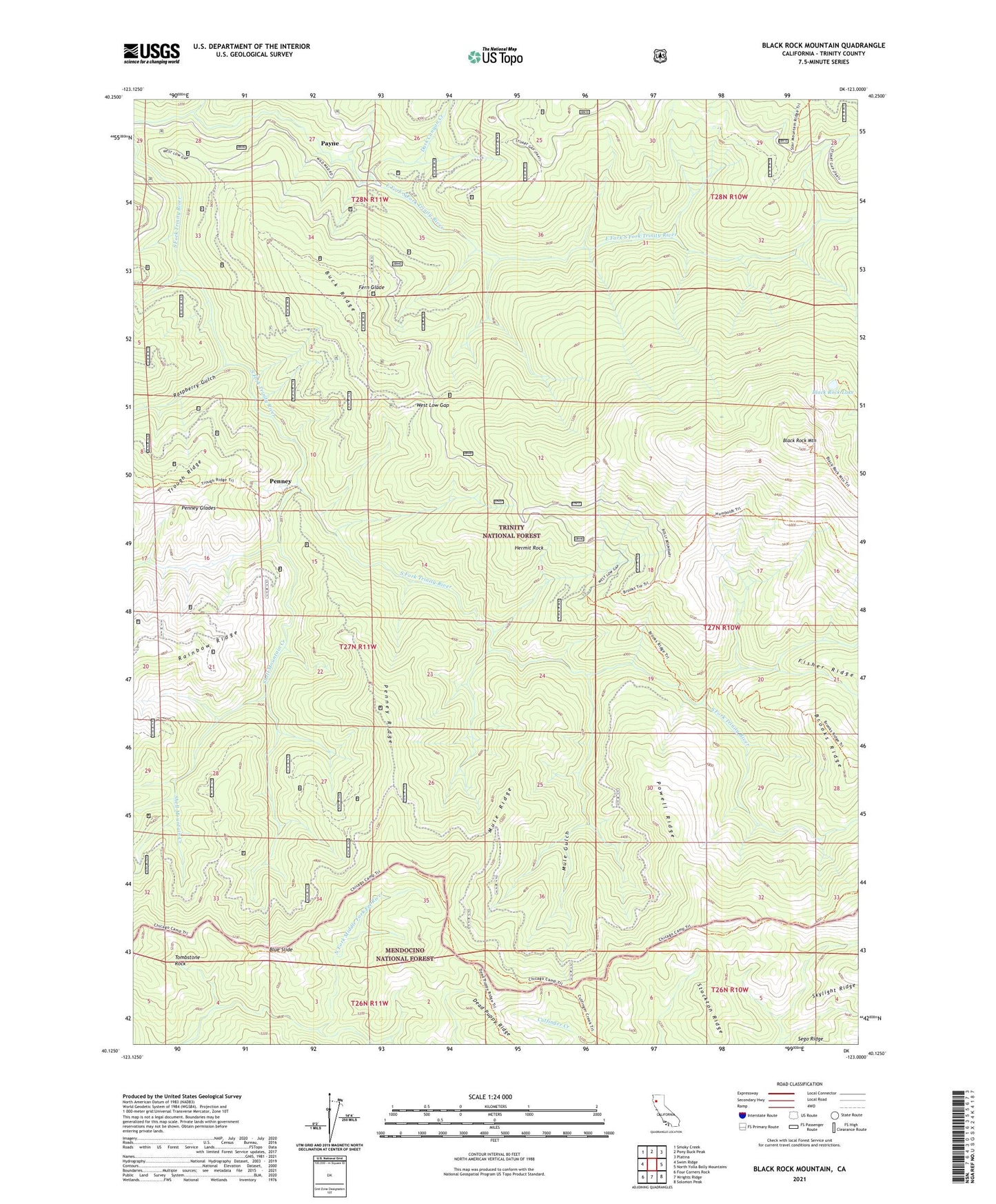 Black Rock Mountain California US Topo Map Image
