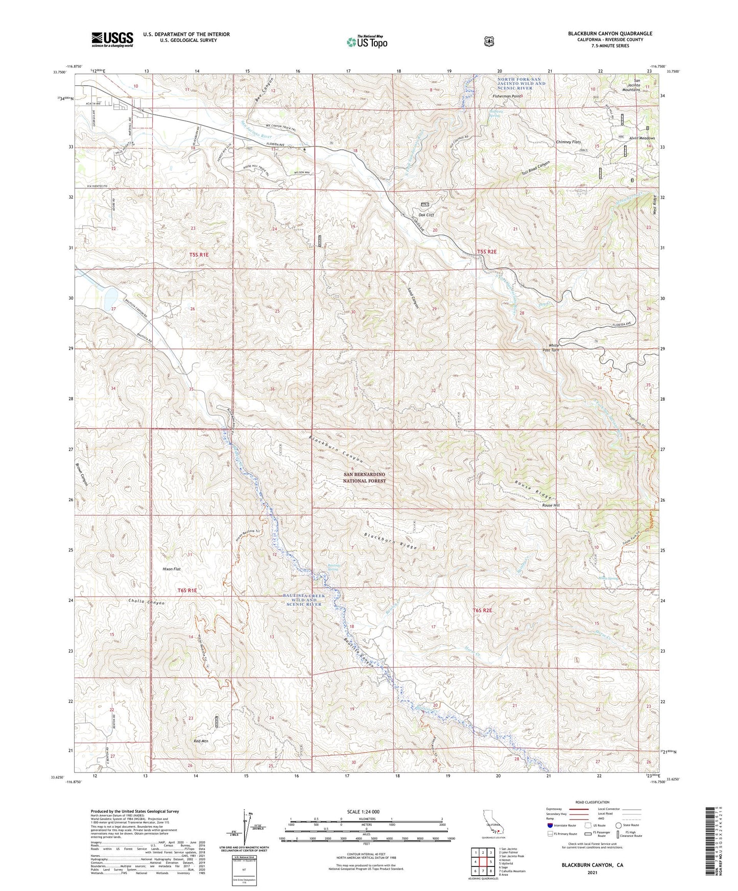 Blackburn Canyon California US Topo Map Image