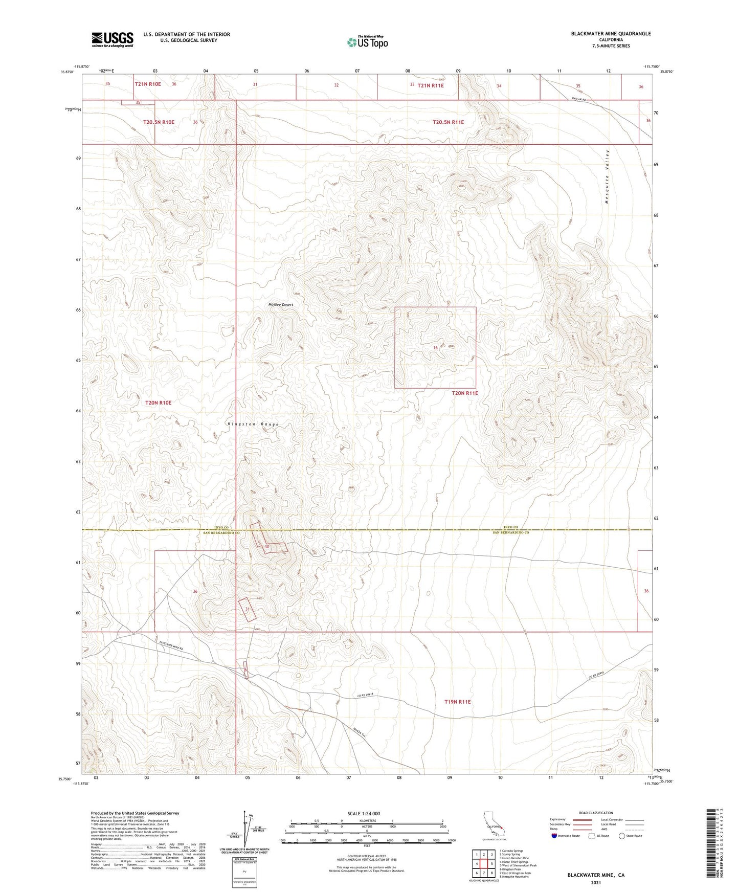 Blackwater Mine California US Topo Map Image
