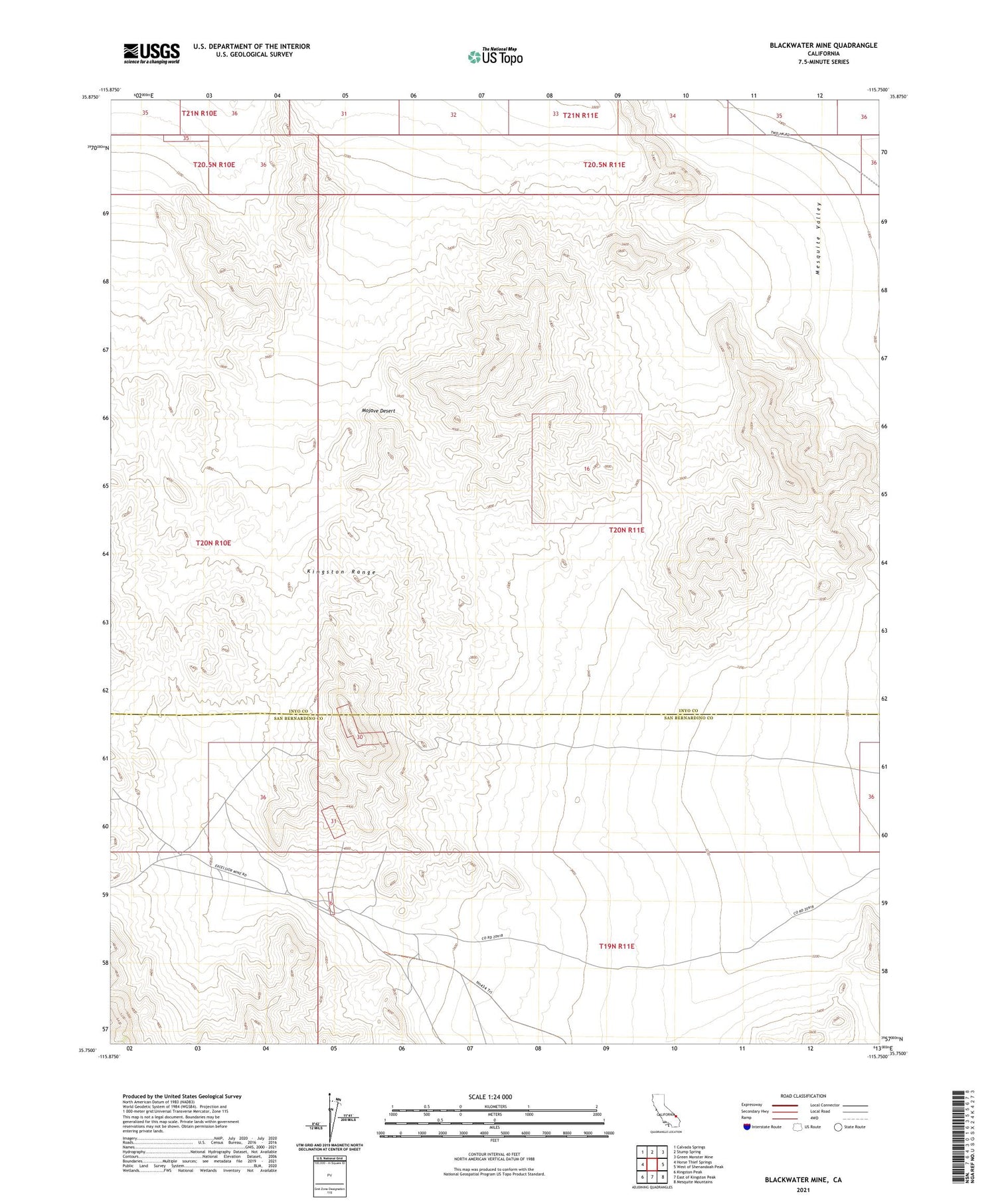 Blackwater Mine California US Topo Map Image