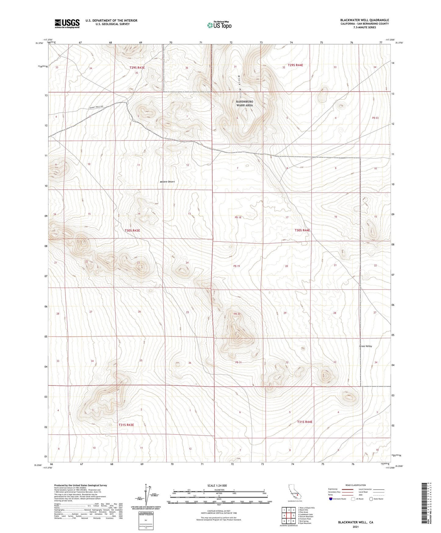 Blackwater Well California US Topo Map Image