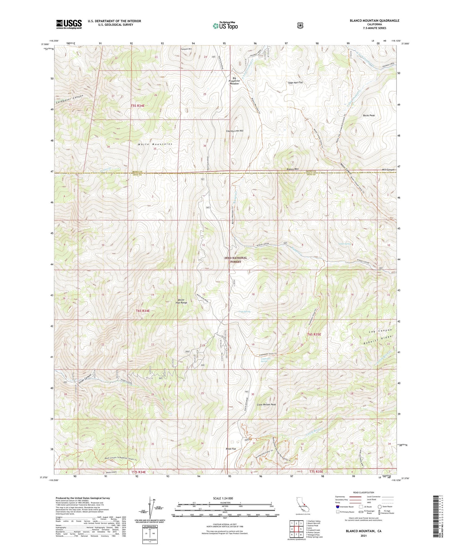 Blanco Mountain California US Topo Map Image