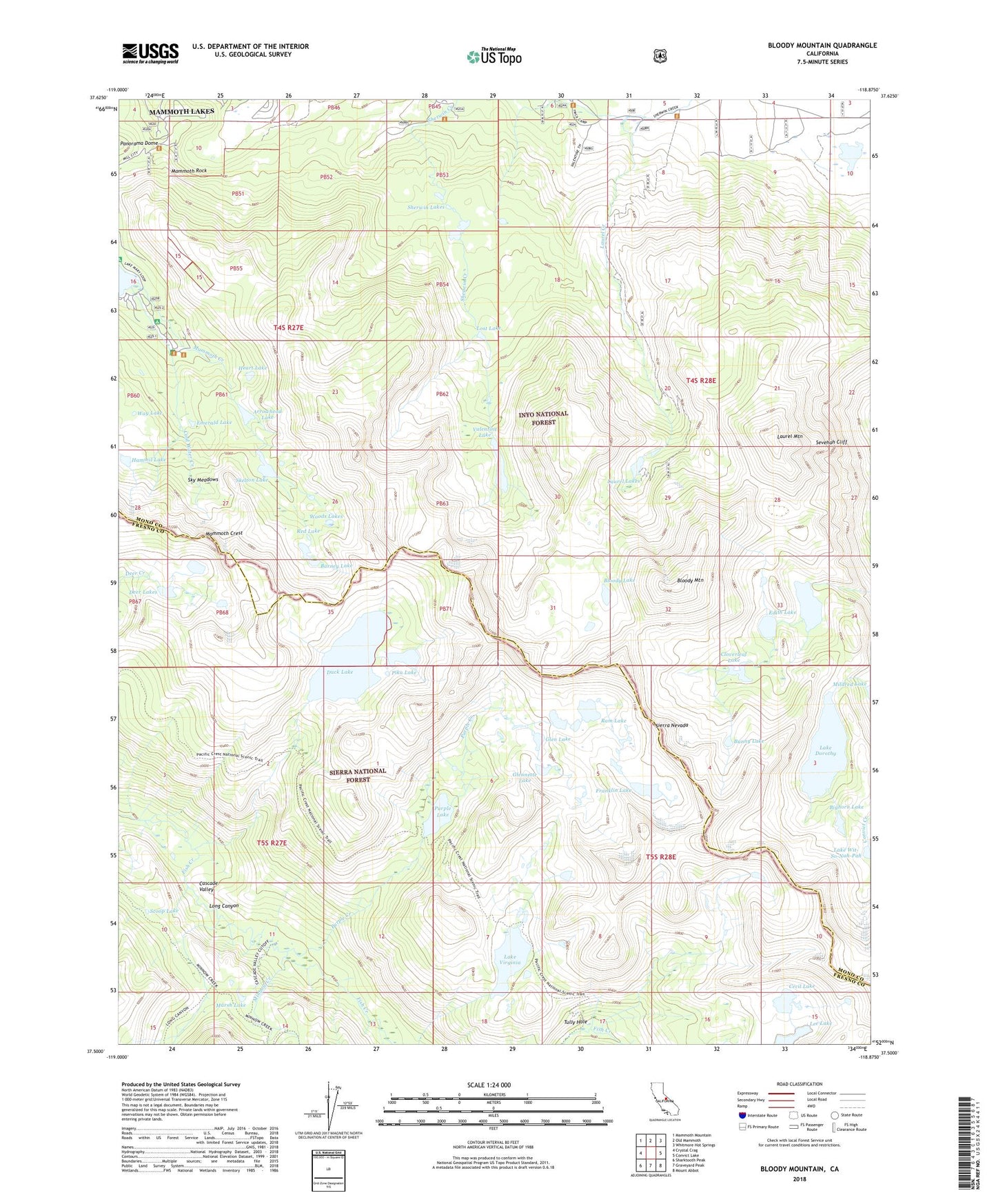 Bloody Mountain California US Topo Map Image
