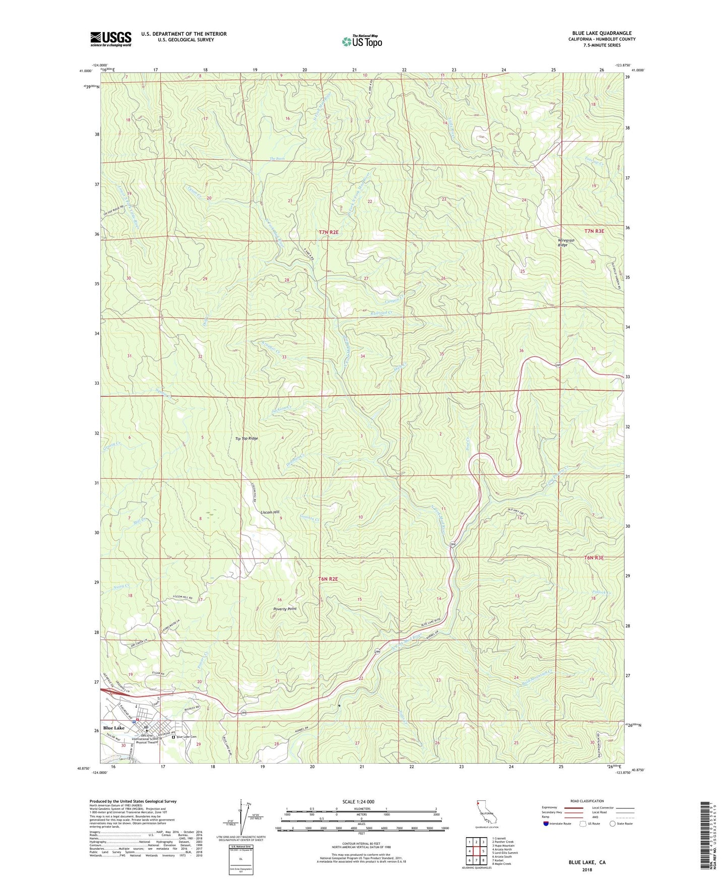 Blue Lake California US Topo Map Image