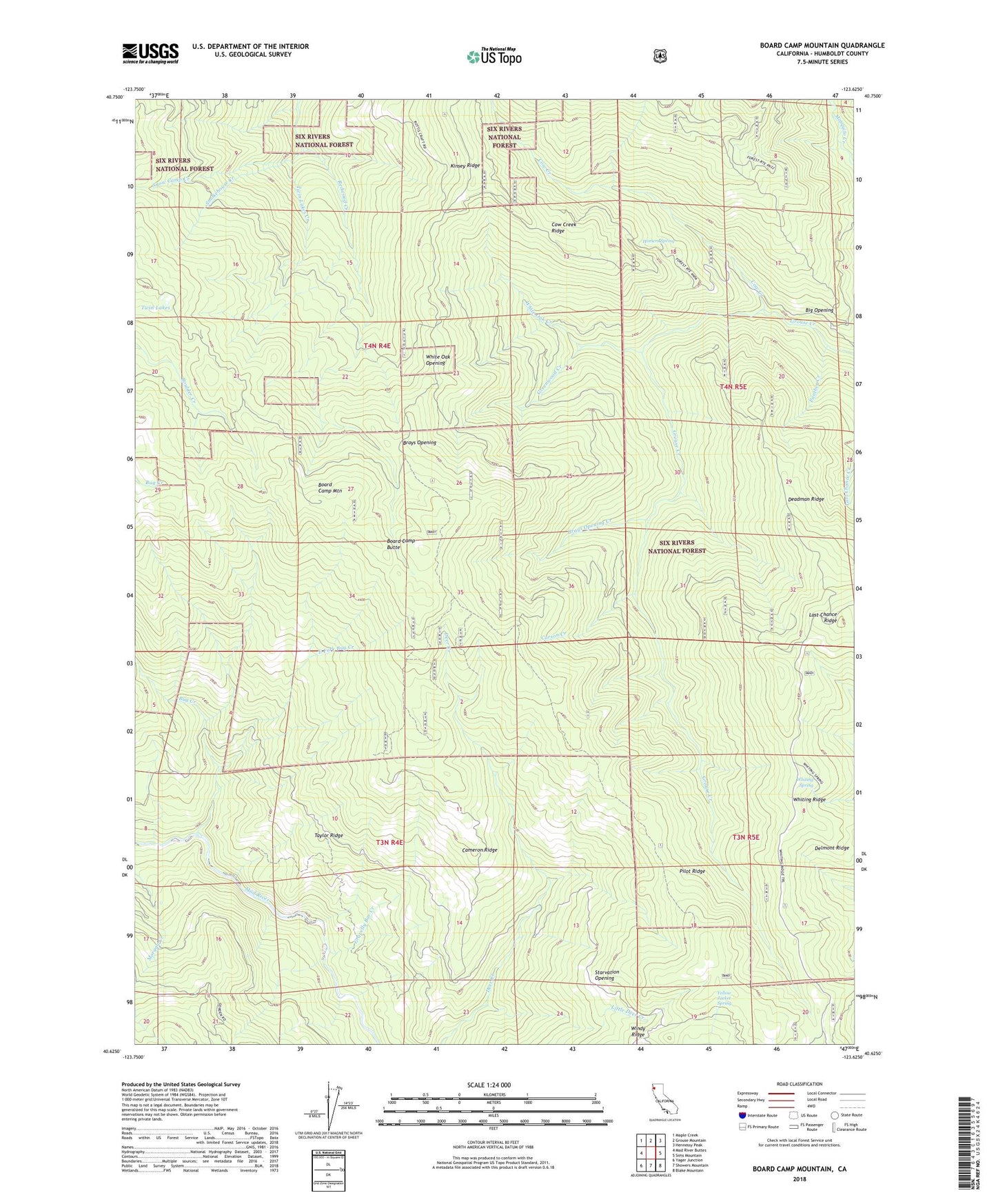 Board Camp Mountain California US Topo Map Image