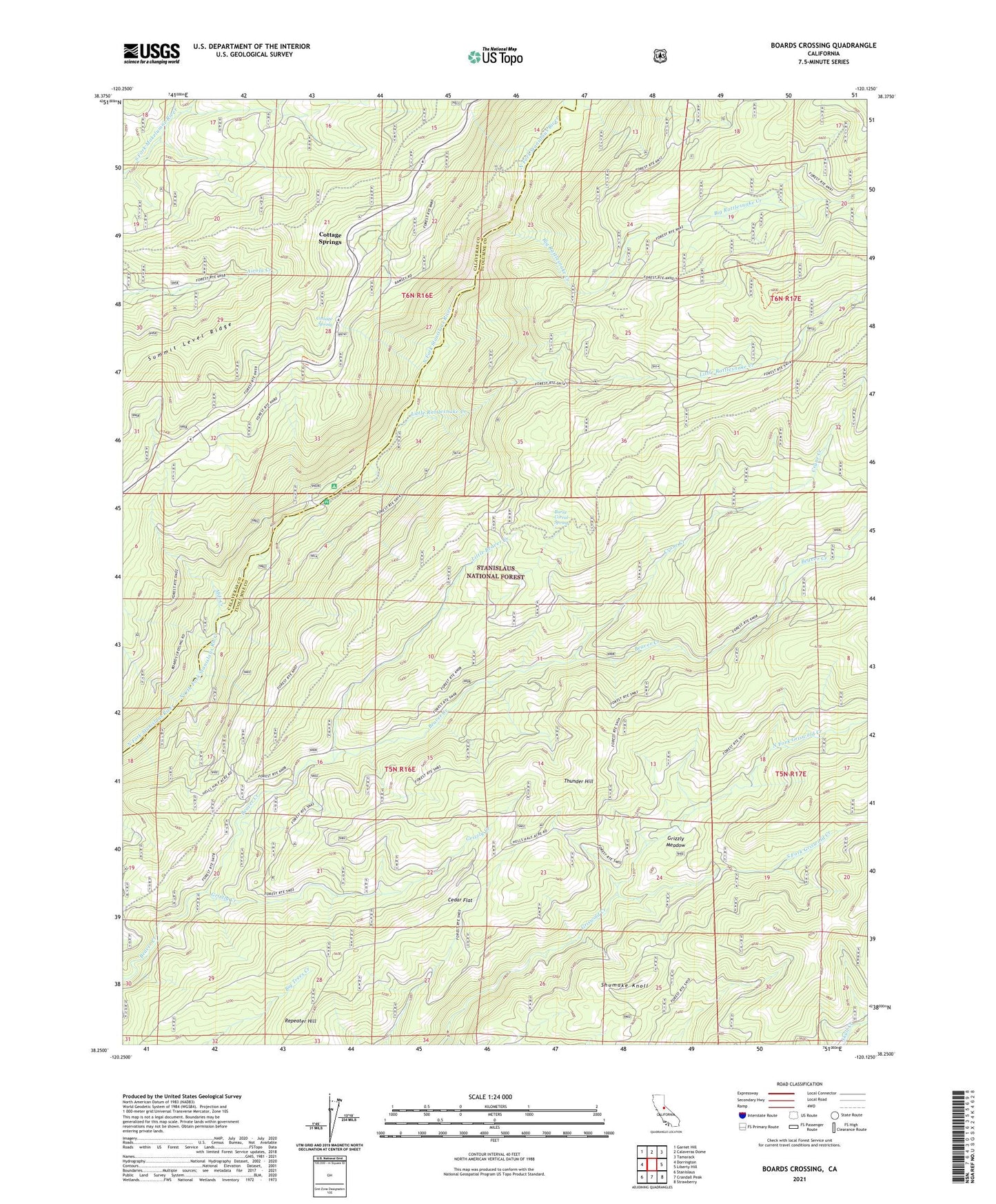 Boards Crossing California US Topo Map Image