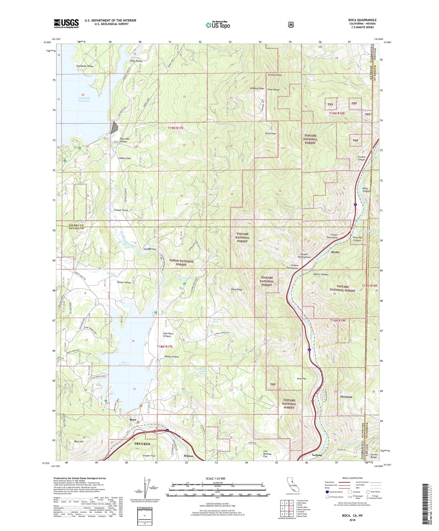 Boca California US Topo Map Image