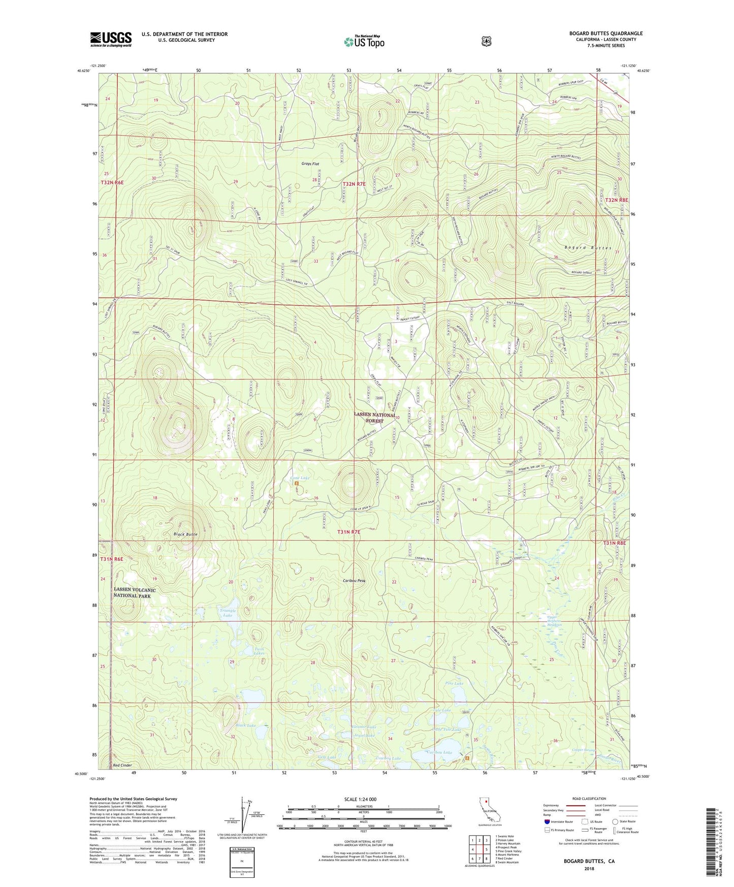 Bogard Buttes California US Topo Map Image
