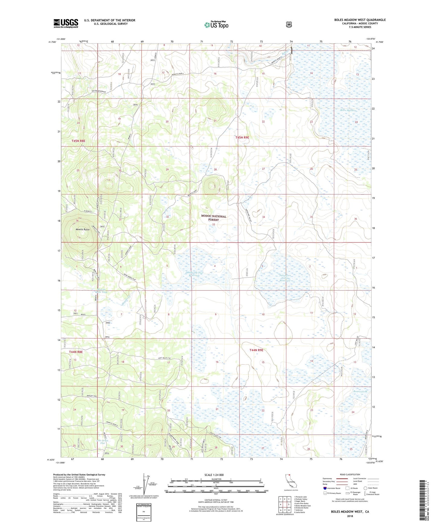 Boles Meadow West California US Topo Map Image