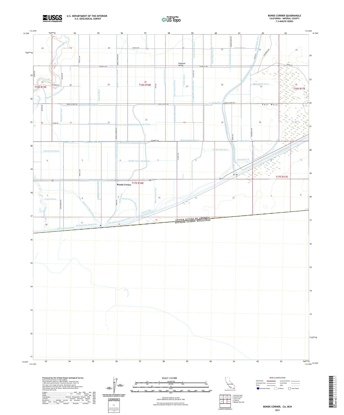 Bonds Corner California US Topo Map Image