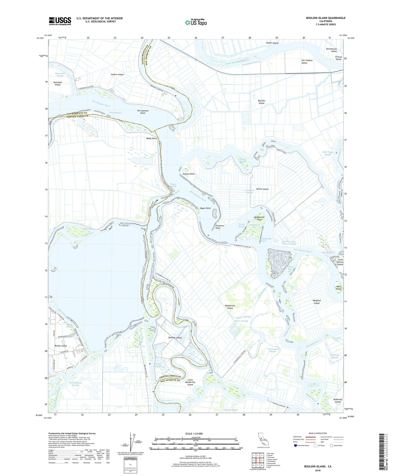Bouldin Island California US Topo Map Image